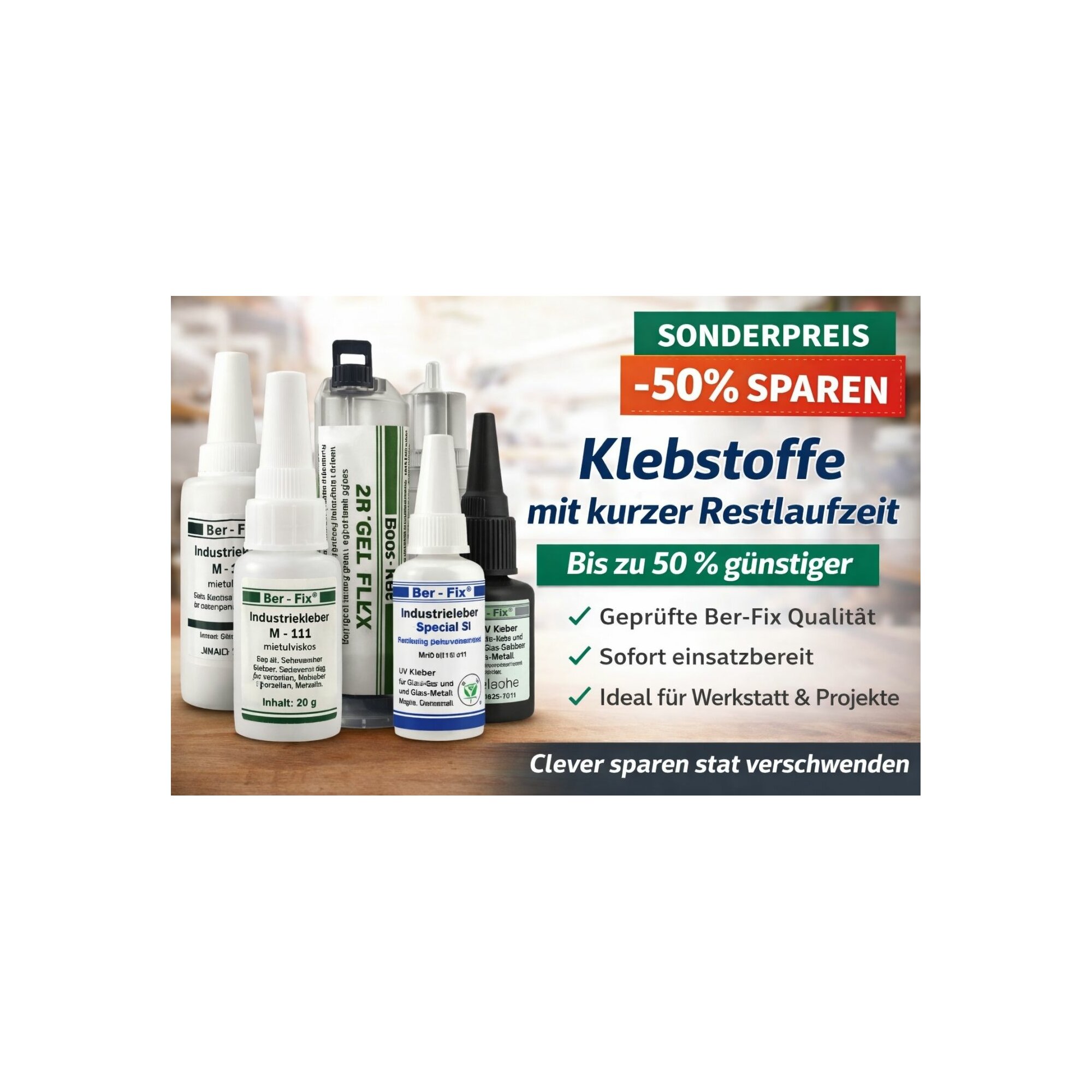 Sonderangebote: Klebstoffe mit kurzer Restlaufzeit