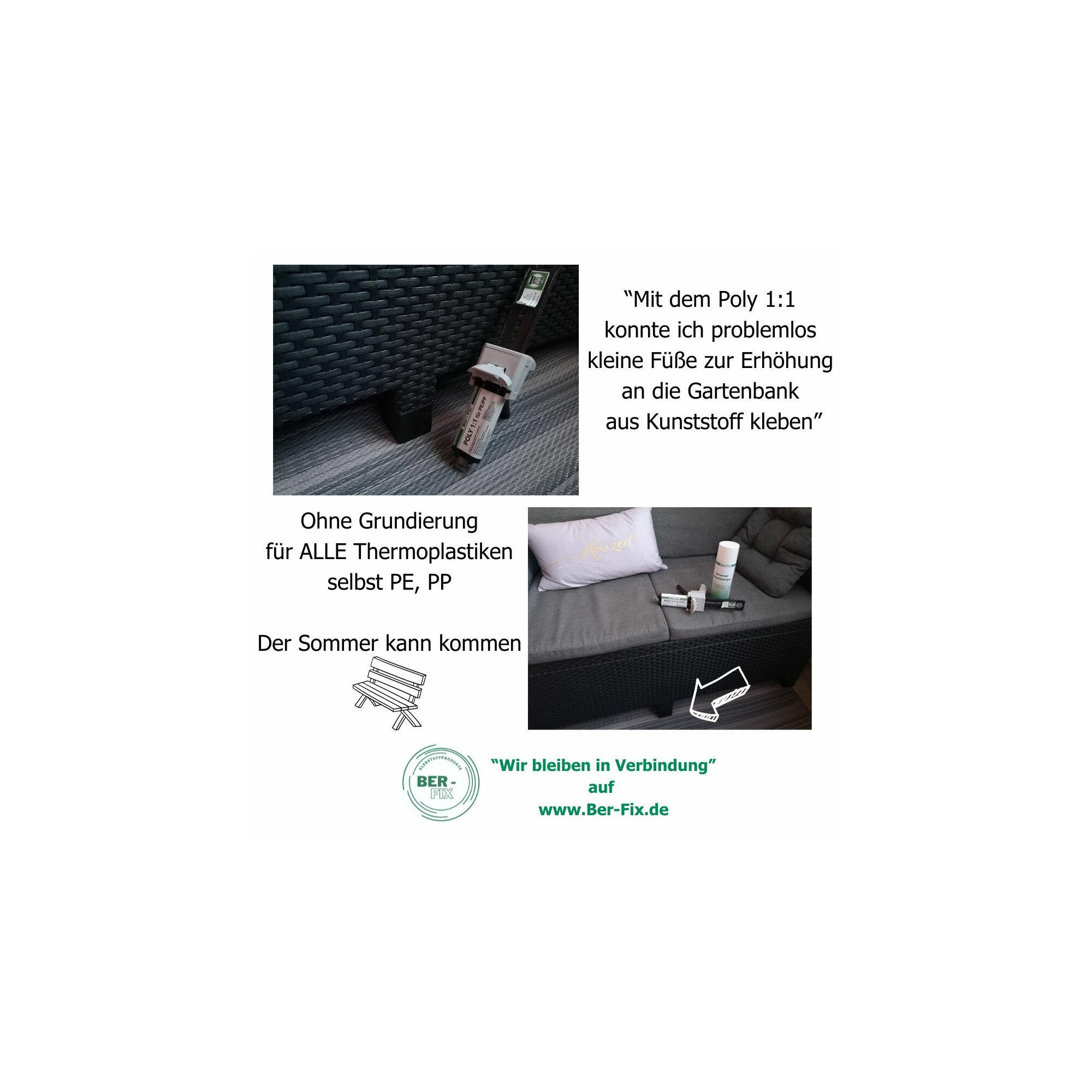 Reparatur von Poly-Rattan-Möbeln - Reparatur von Poly-Rattan-Möbeln mit Ber-Fix Poly 1:1 Kleber