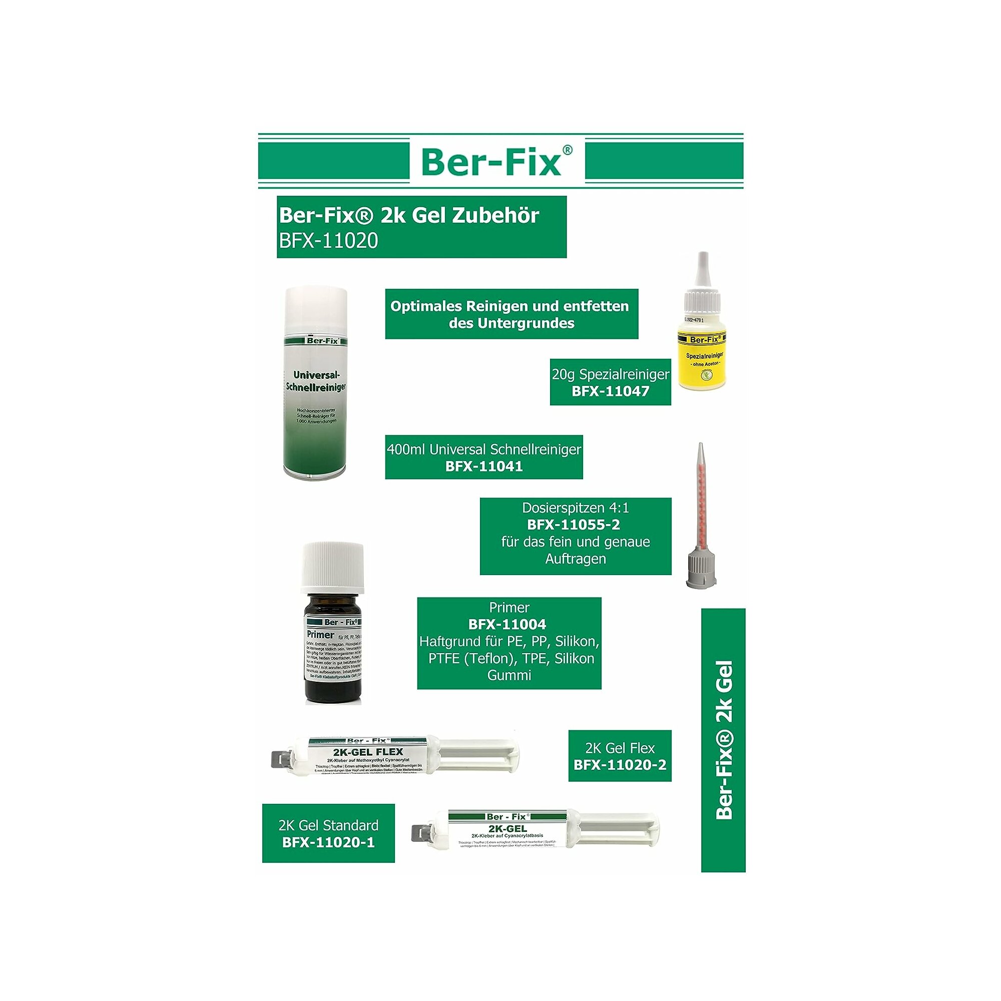 Ber-Fix© 2K-Gel 10g ? Pr„ziser & Schneller 2-Komponenten-Kleber fr Kunststoff, Metall & Glas | Ideal fr Feine Reparaturen