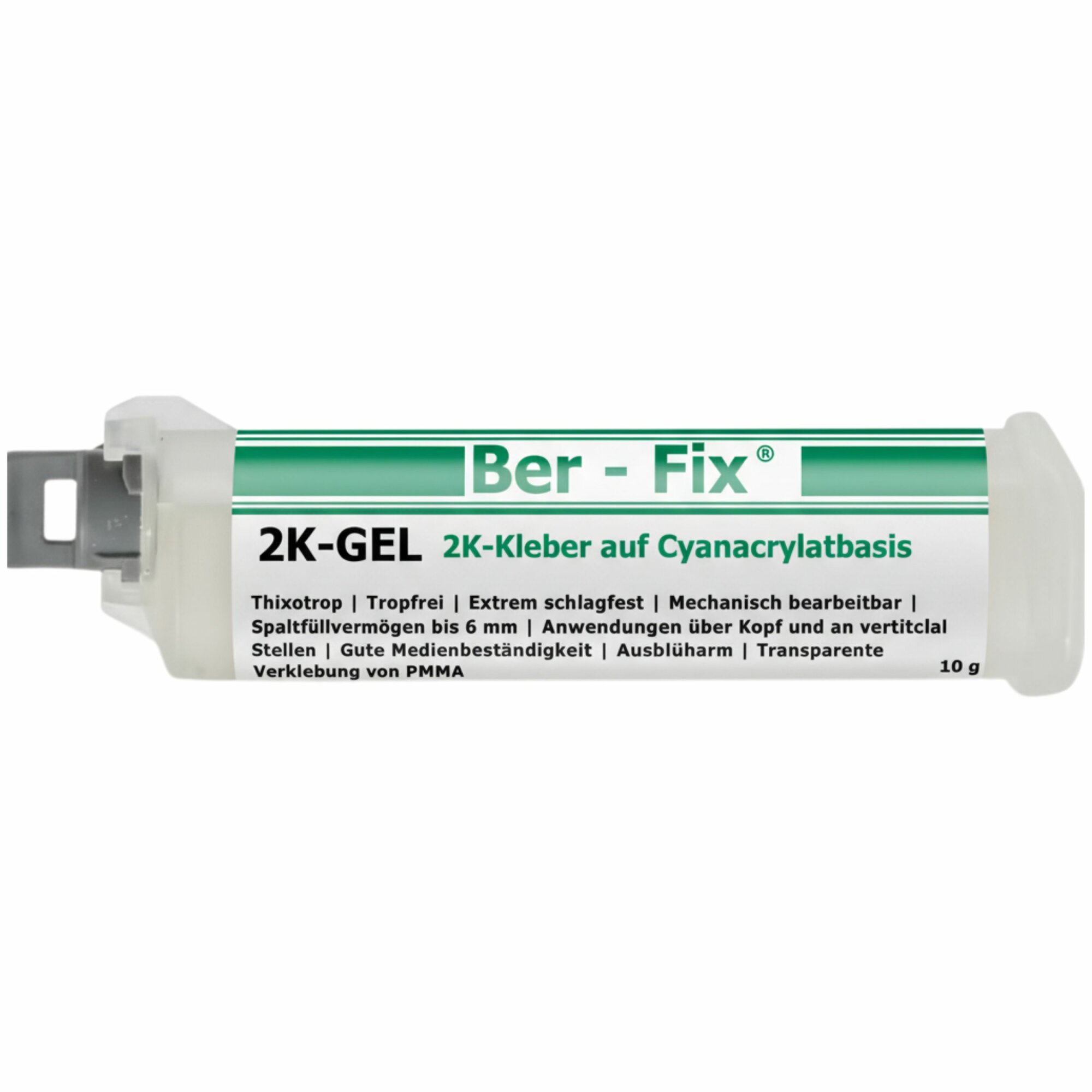 Ber-Fix® 2K-Gel 10g - präziser - Schneller 2-Komponenten-Kleber für Kunststoff, Metall - Glas - Ideal für Feine Reparaturen