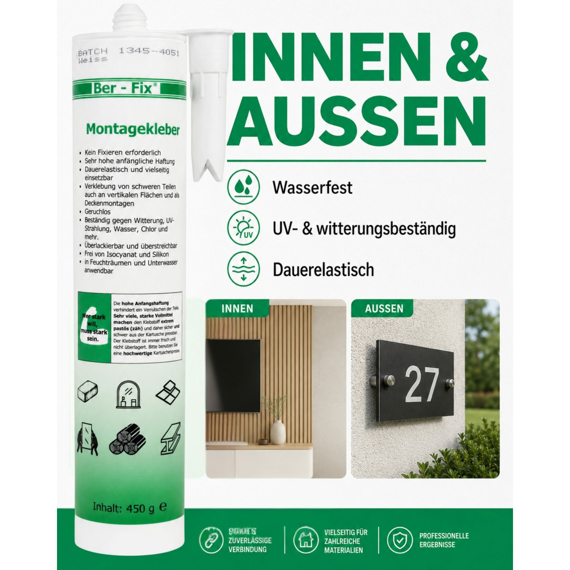 Ber-Fix® BF3000 High-Tack Montagekleber weiß – 1 × 290 ml