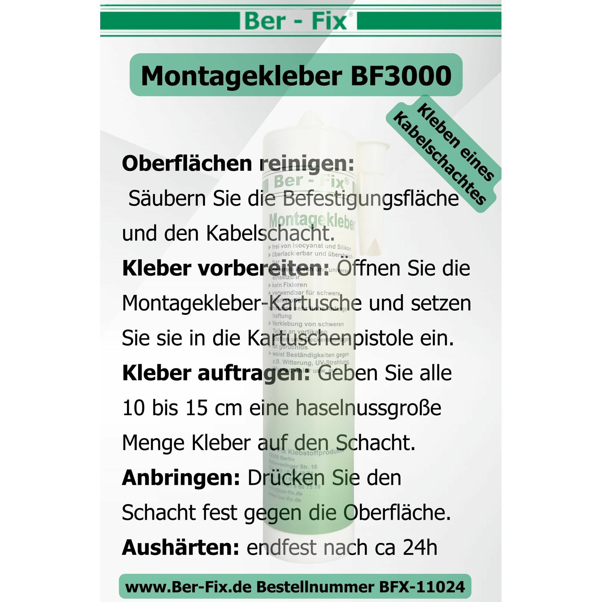 Ber-Fix® Montagekleber BF3000 – High-End Hybrid Konstruktionskleber mit extremem Sofort-Halt