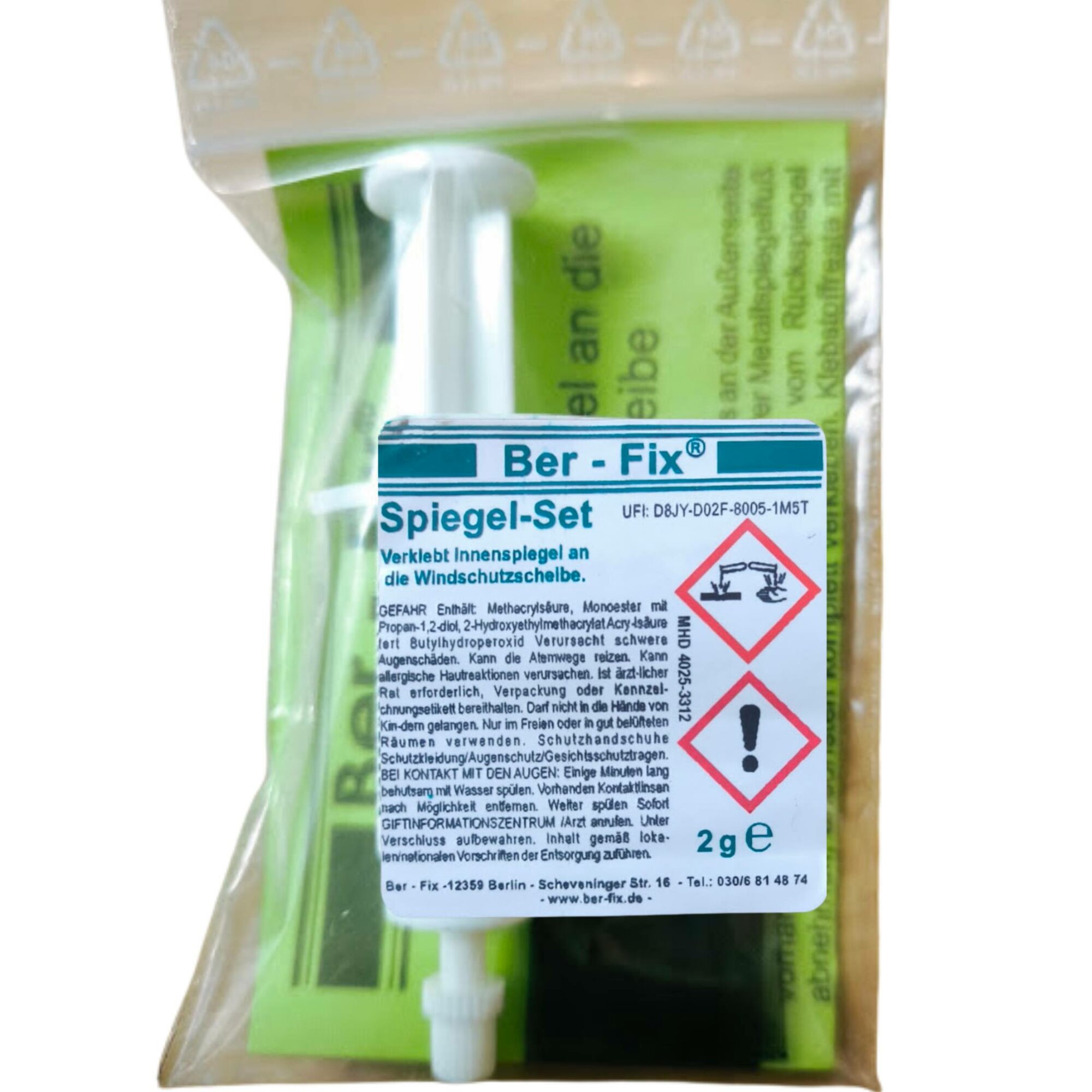 Ber-Fix® Spiegel-Set – Schnelle & Sichere Befestigung von Rückspiegeln an Windschutzscheiben | Dauerhafte Glas-Metall-Verbindung