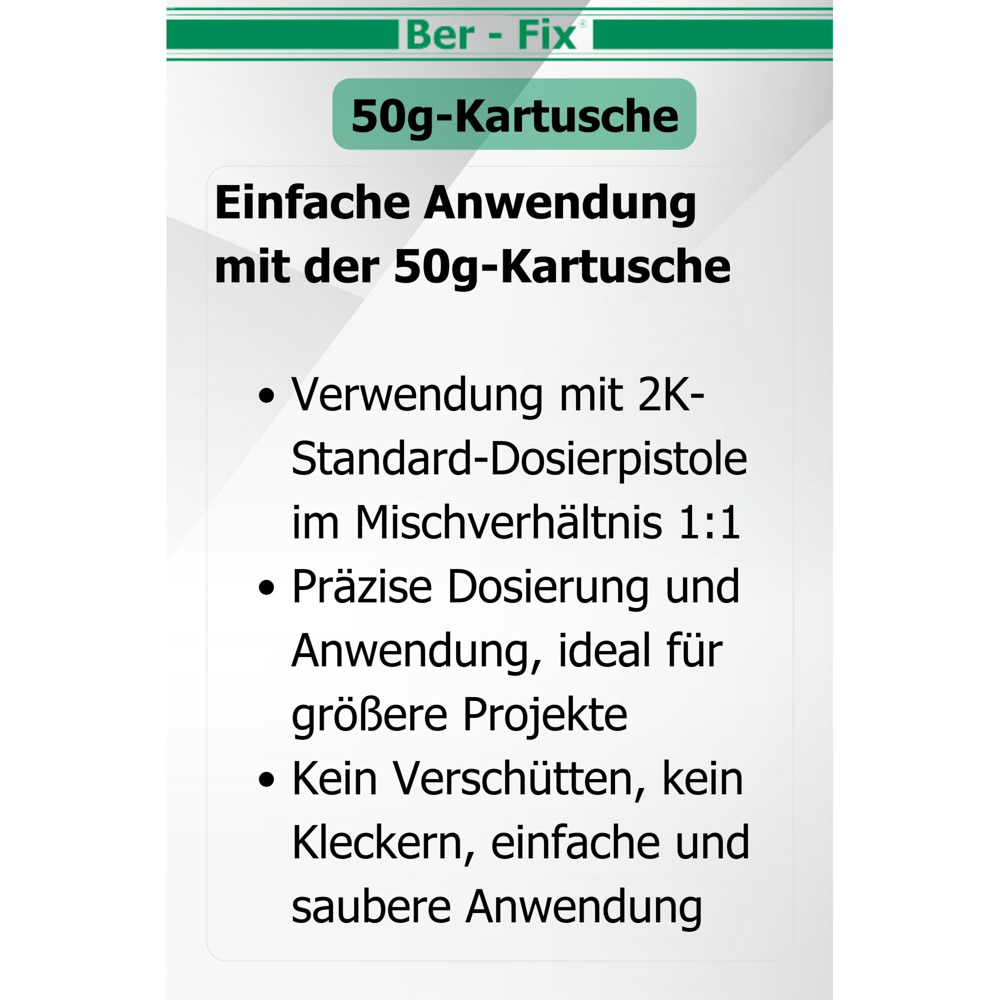 Ber-Fix® Epoxykleber 30 Min. 50g + 10 Extra Düsen + Dosierpistole