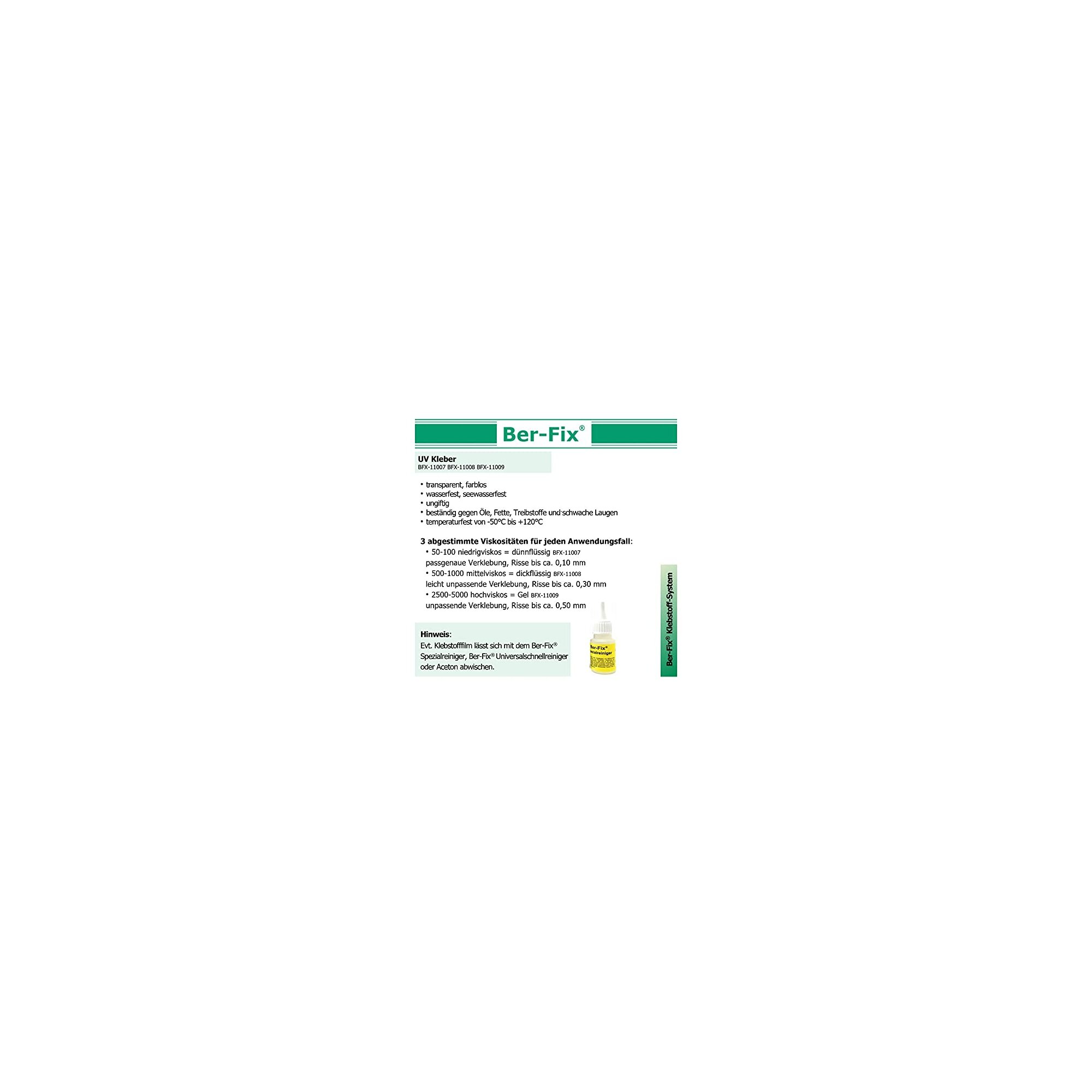 Ber-Fix® UV Kleber | Set aus 3x 50g (dünnflüssig 50-100, dickflüssig 500-1000, gel 2500-5000)