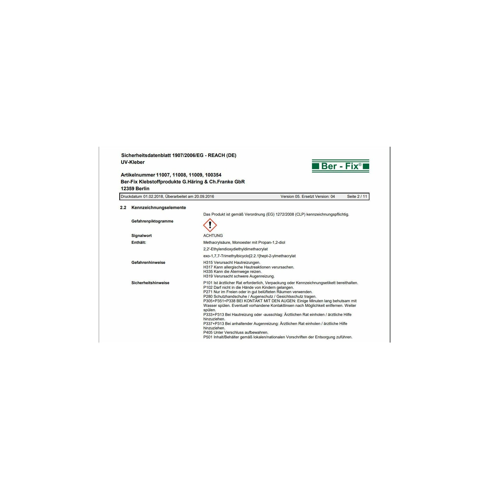 Ber-Fix® UV Kleber | Set aus 3x 50g (dünnflüssig 50-100, dickflüssig 500-1000, gel 2500-5000)