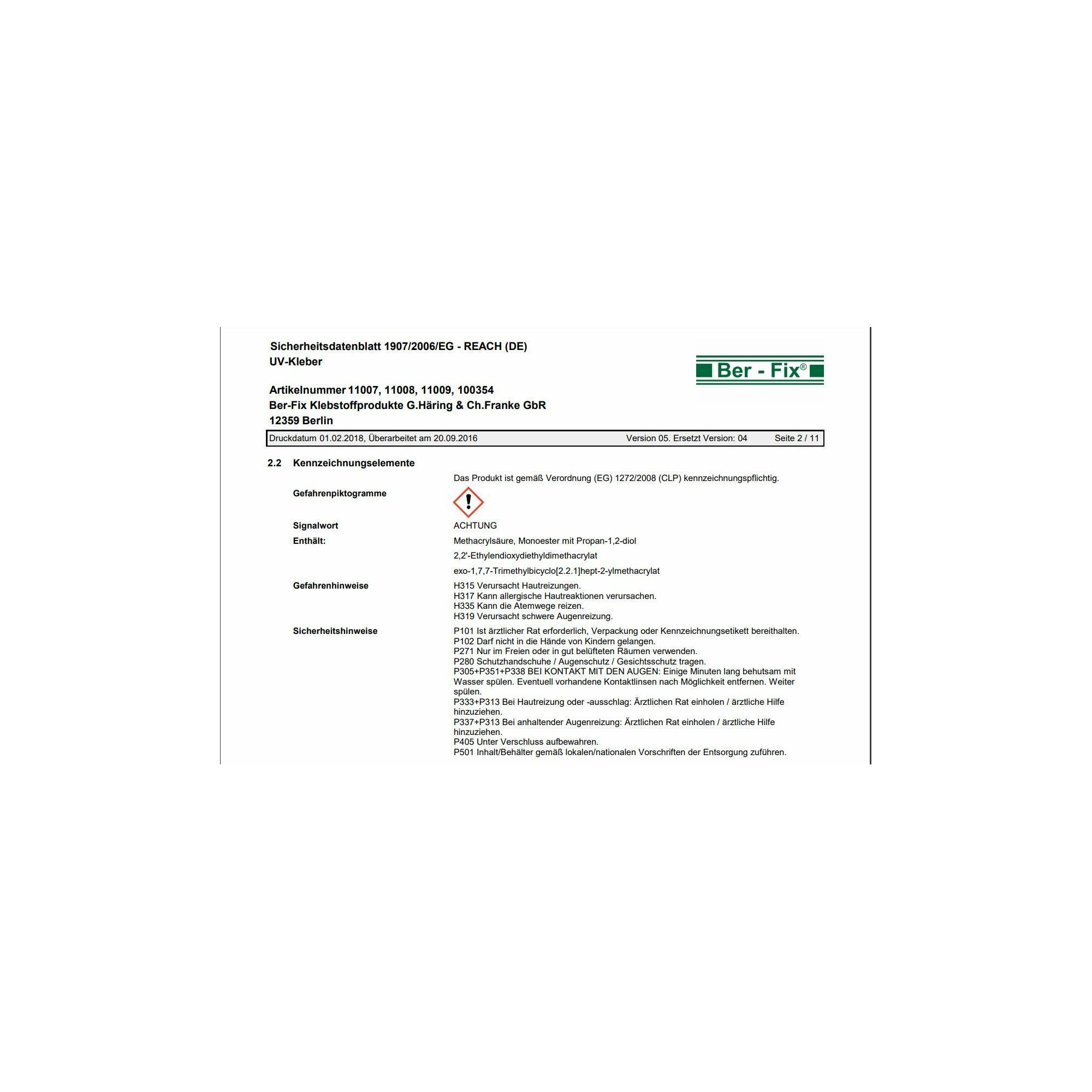 Ber-Fix® UV-Kleber Set 3x 50g - 3 Viskositäten für Glas & Metall