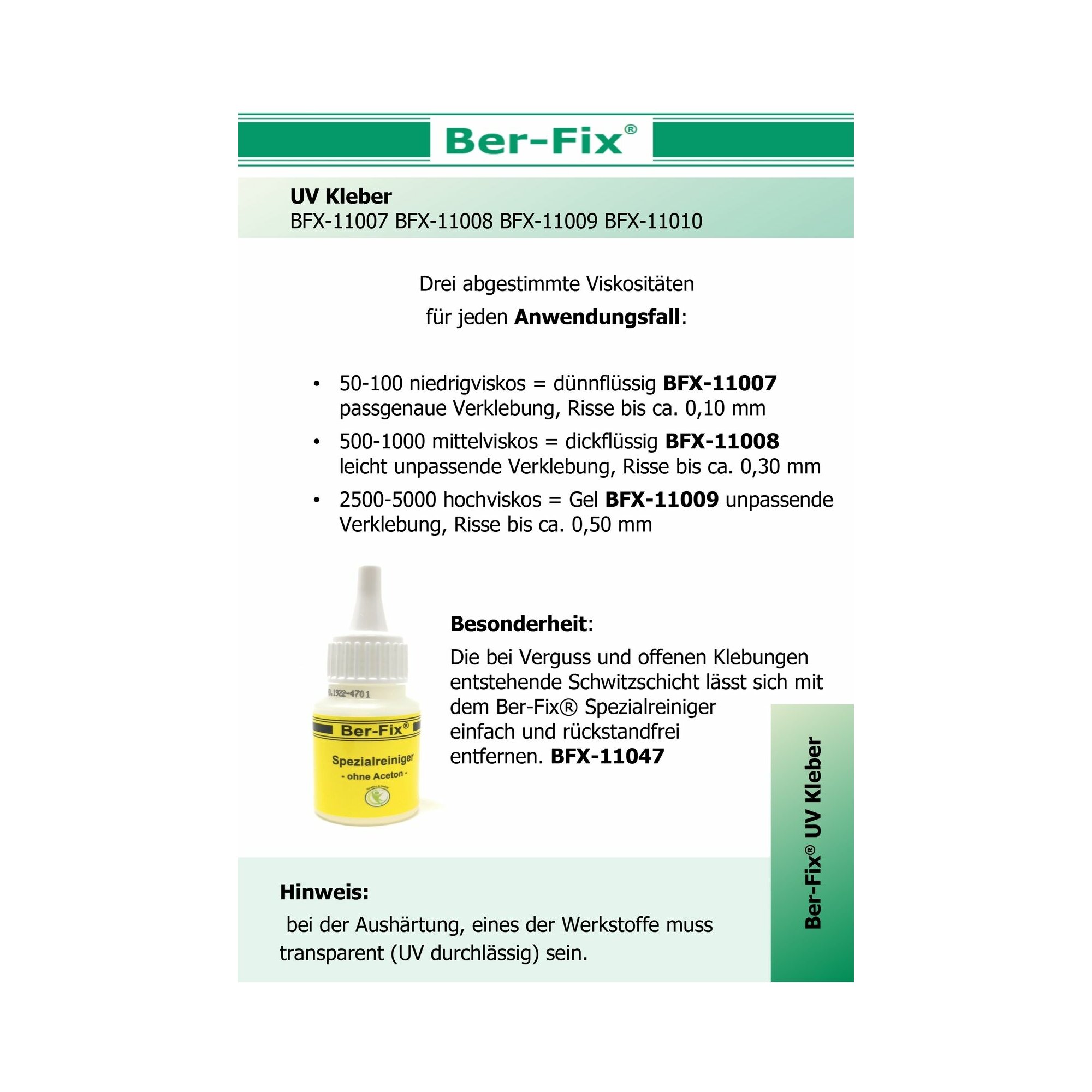 Ber-Fix UV Kleber zum Kennen lernen im Set 3x 3g zum Kleben von Glas mit Metall + 12 LED UV Taschenlampe 405nm