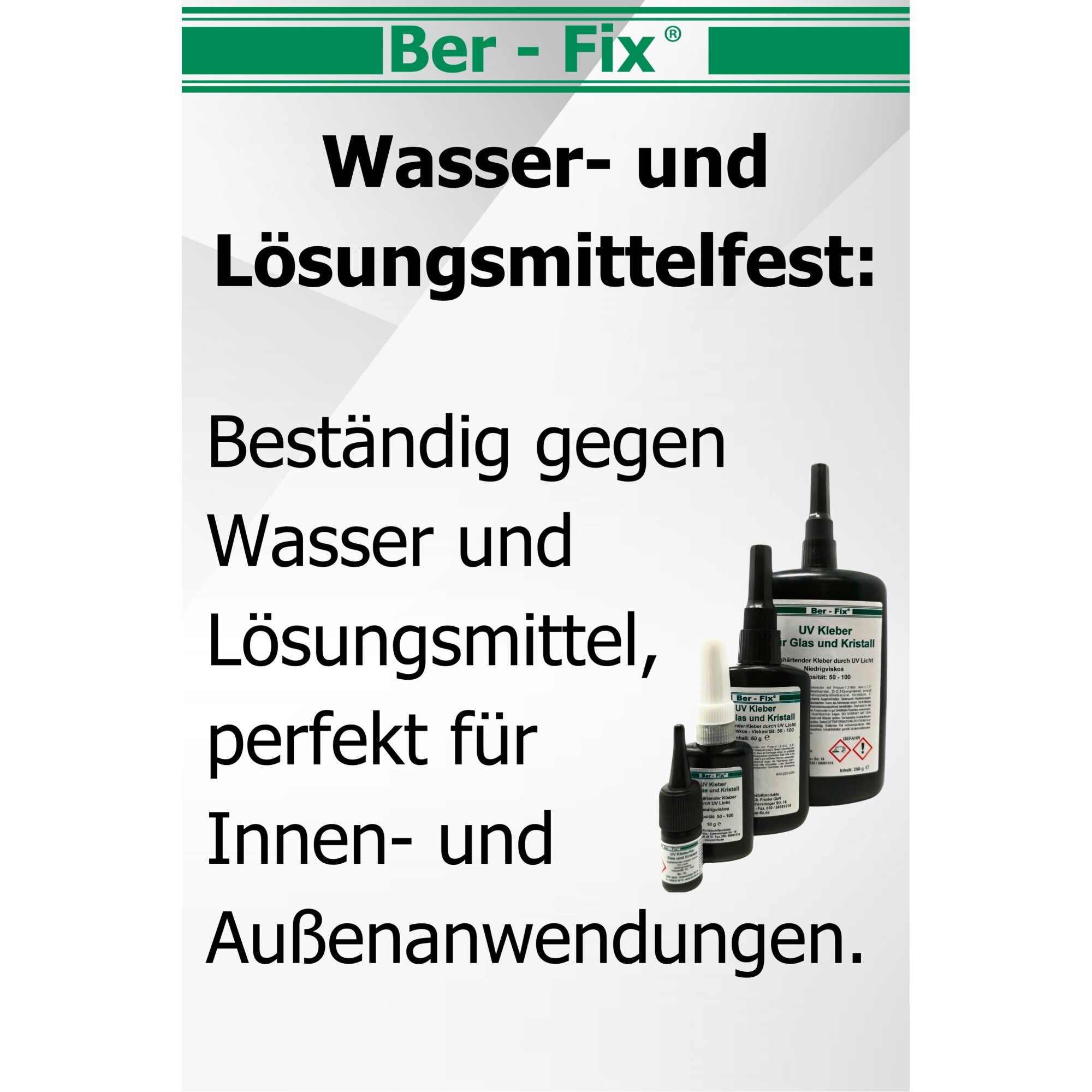 Ber-Fix UV Kleber zum Kennen lernen im Set 3x 10g zum Kleben von Glas mit Metall + 21 LED UV Taschenlampe 395nm