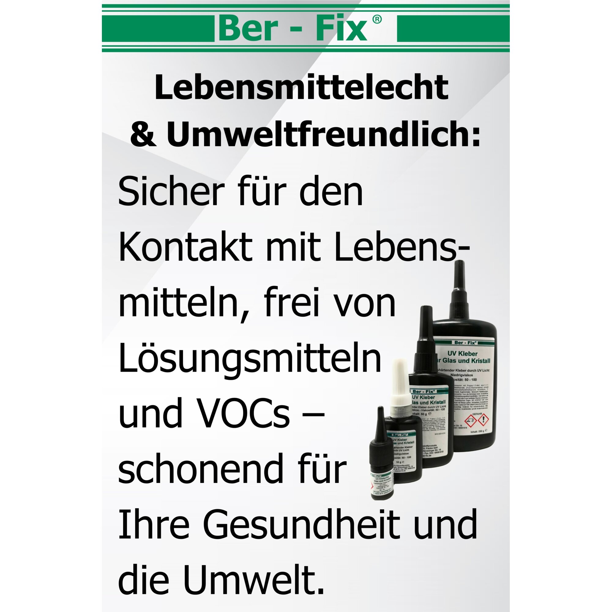 Ber-Fix UV Kleber zum Kennen lernen im Set 3x 10g zum Kleben von Glas mit Metall + 21 LED UV Taschenlampe 395nm