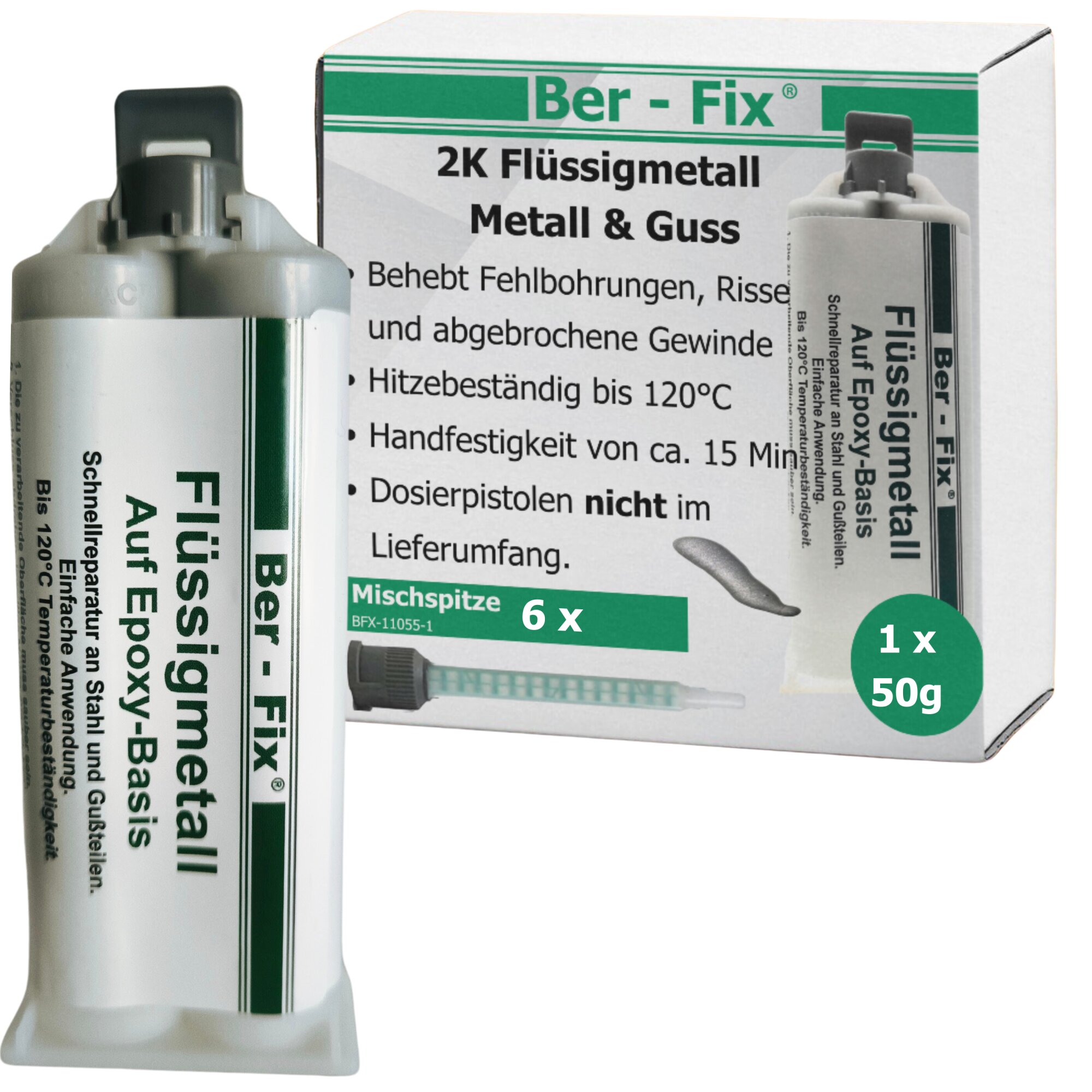 Ber-Fix® 50g Flüssigmetall + 5 Extra Spitzen