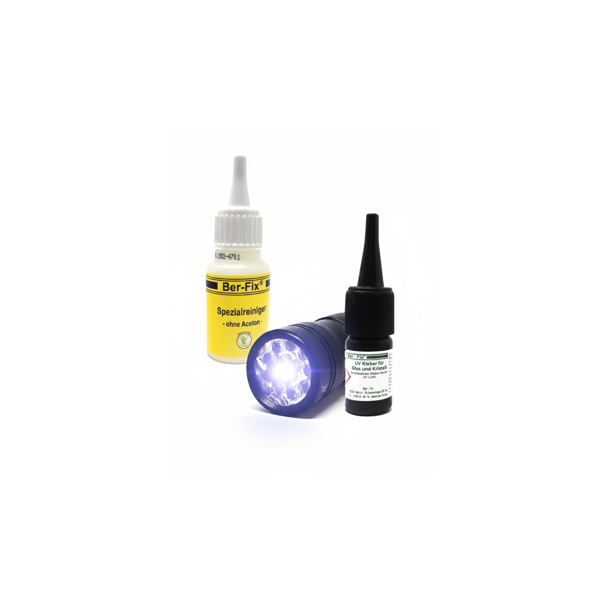Ber-Fix® UV-Kleber niedrigviskos 3 g + 12-LED-Lampe + 20 ml Spezialreiniger