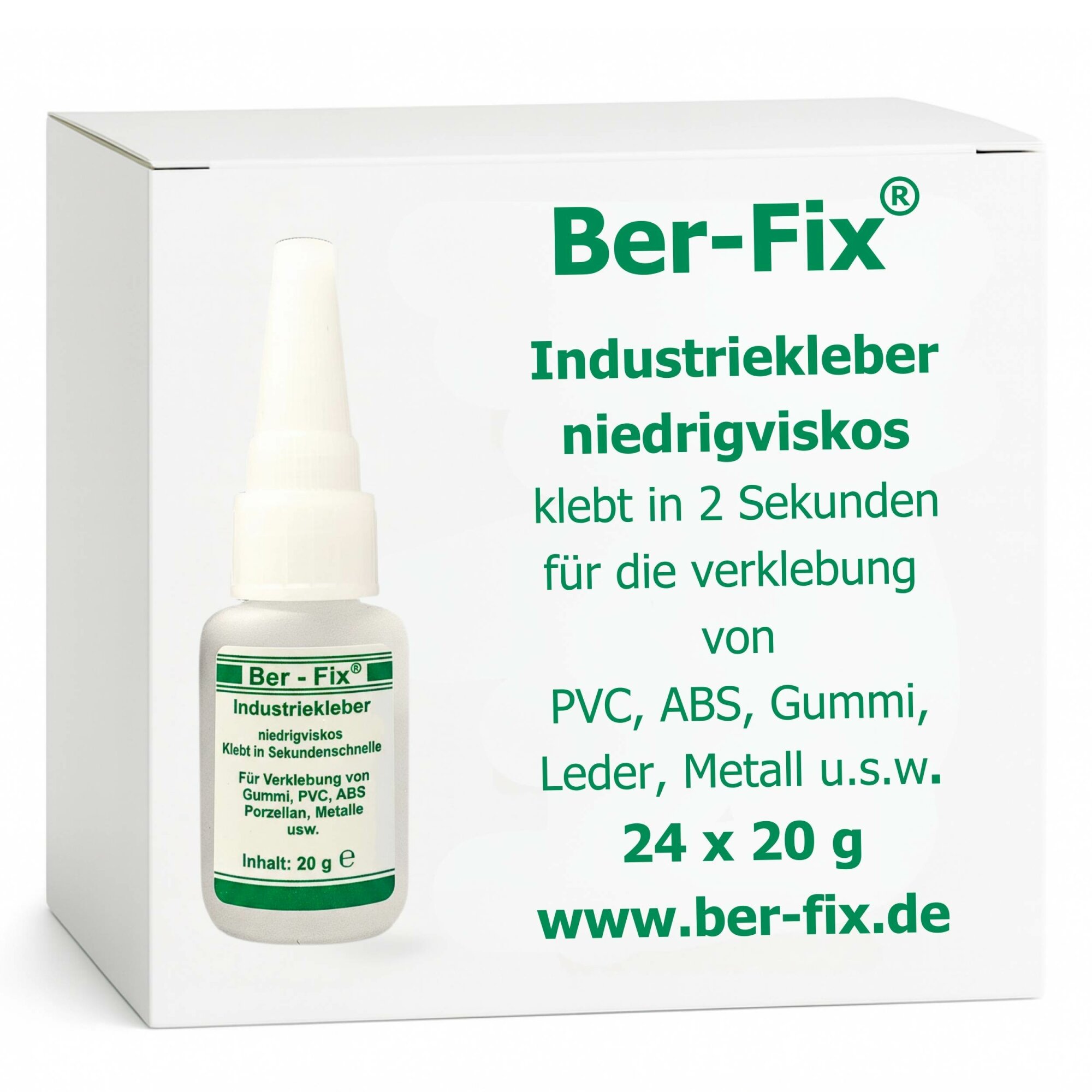 Ber-Fix® Industriekleber niedrigviskos – dünnflüssiger Sekundenkleber – 24 × 20 g