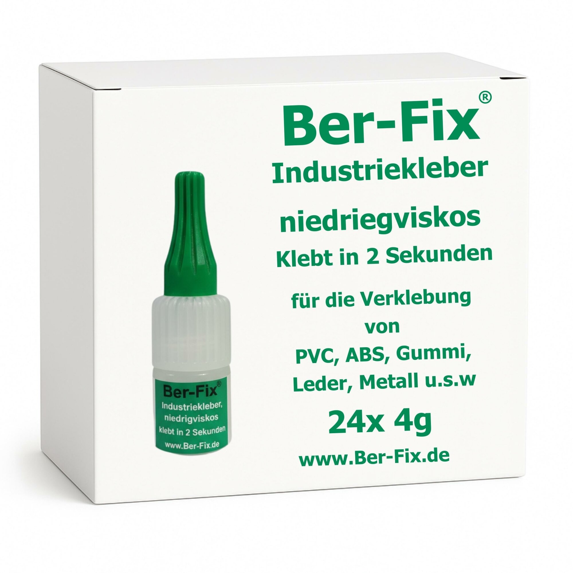 Ber-Fix® Industriekleber (niedrigviskos) 24x 4g – Konsistenz vergleichbar mit Wasser