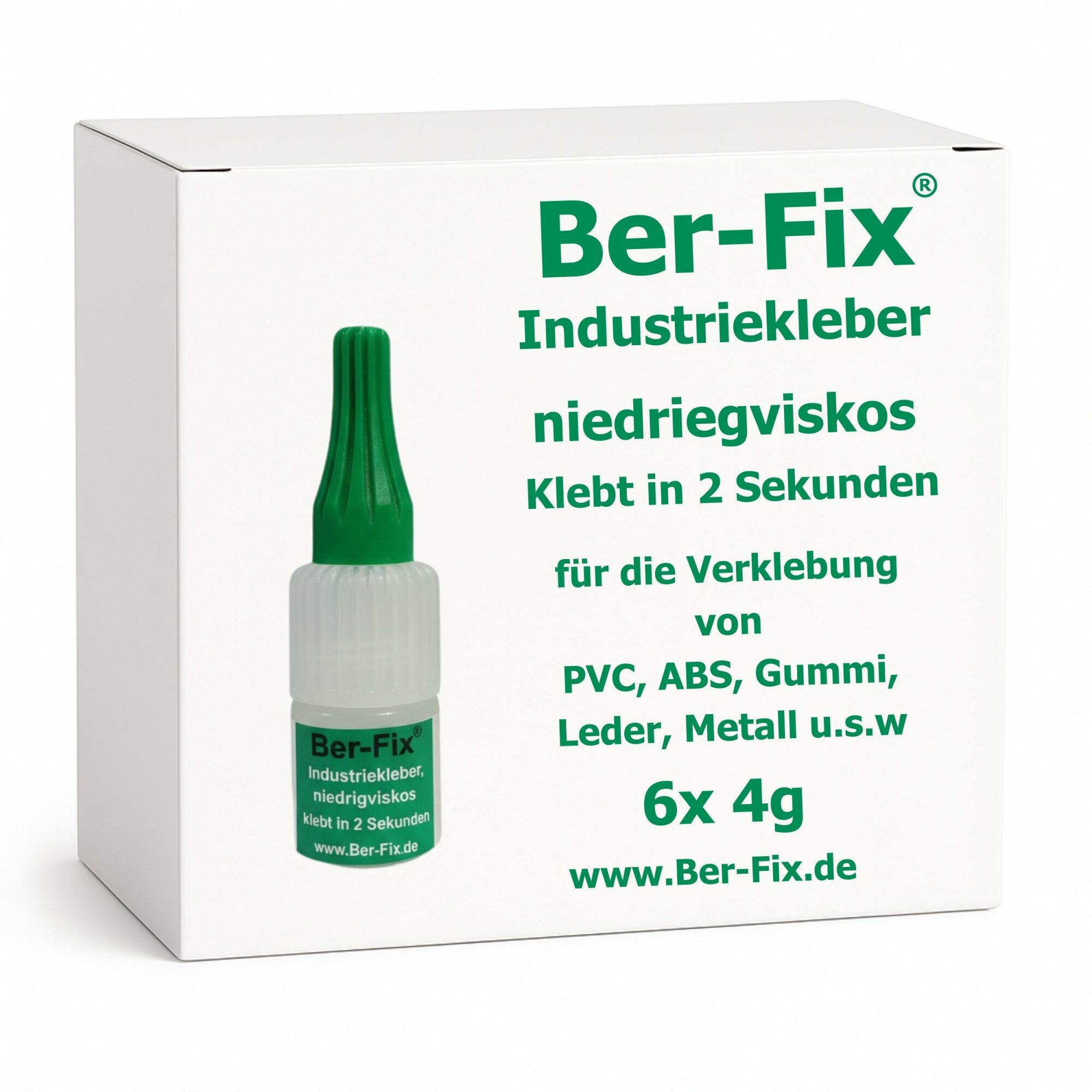 Ber-Fix® Industriekleber niedrigviskos – dünnflüssiger Sekundenkleber – 6 × 4 g