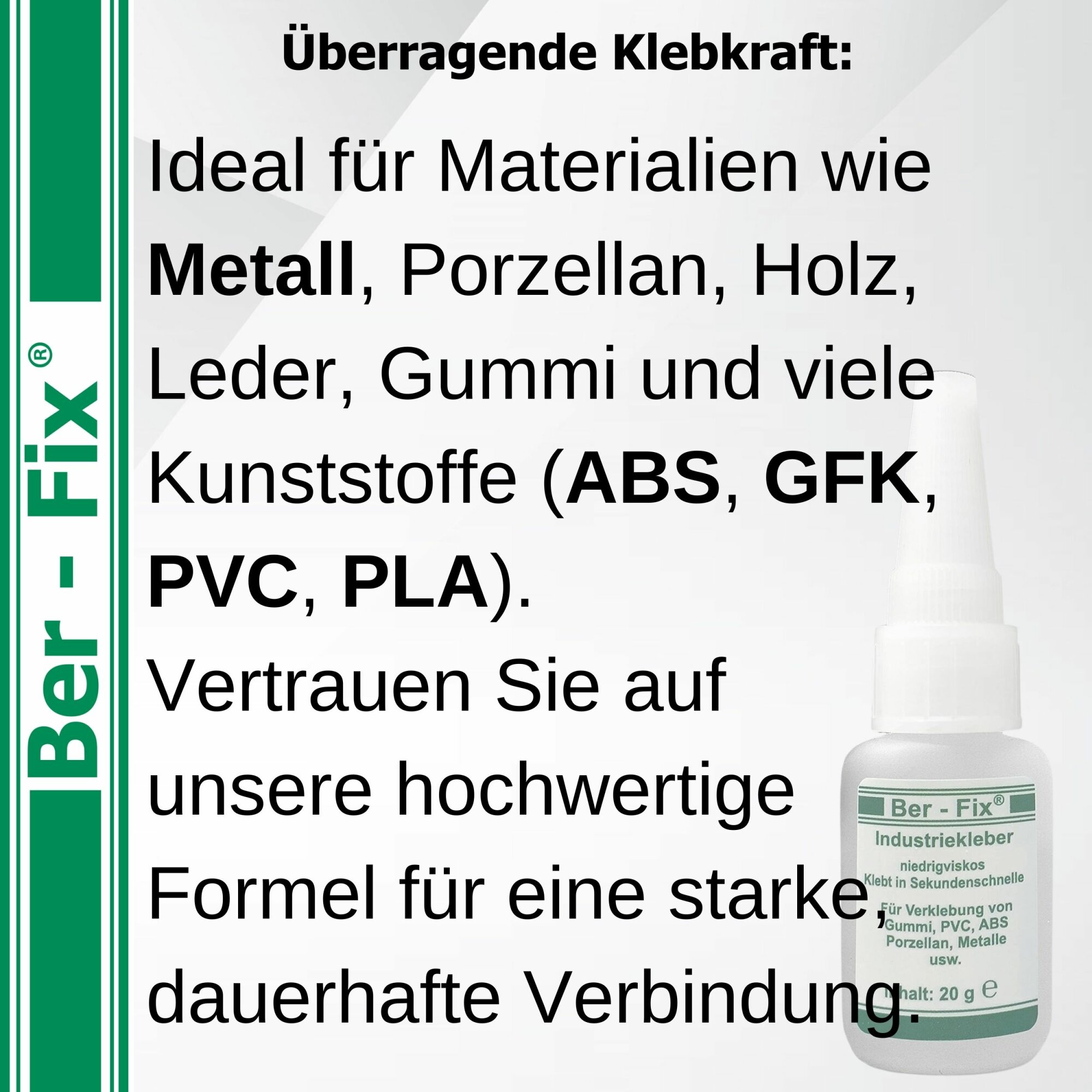 Ber-Fix® Industriekleber niedrigviskos – dünnflüssiger Sekundenkleber – 12 × 50 g