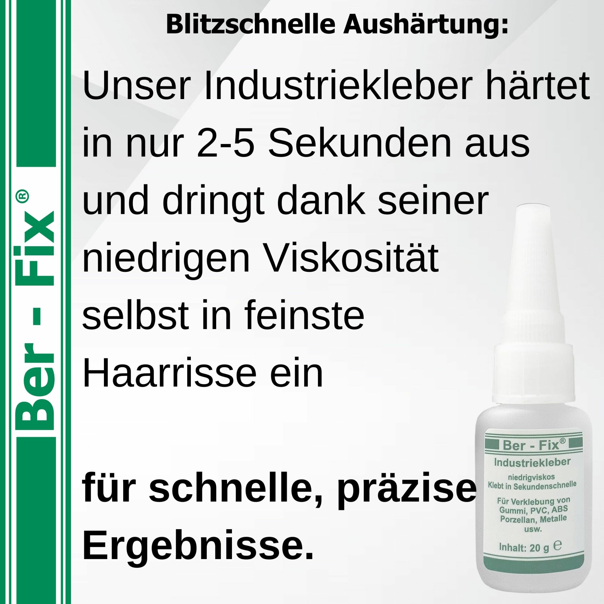 Ber-Fix® Industriekleber niedrigviskos – dünnflüssiger Sekundenkleber – 12 × 50 g
