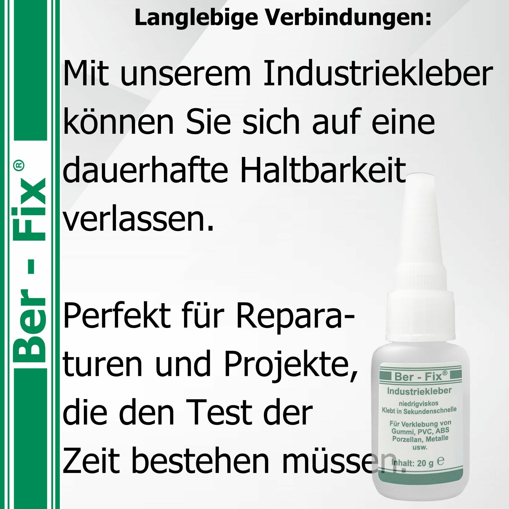 Ber-Fix® Industriekleber niedrigviskos – dünnflüssiger Sekundenkleber – 12 × 50 g