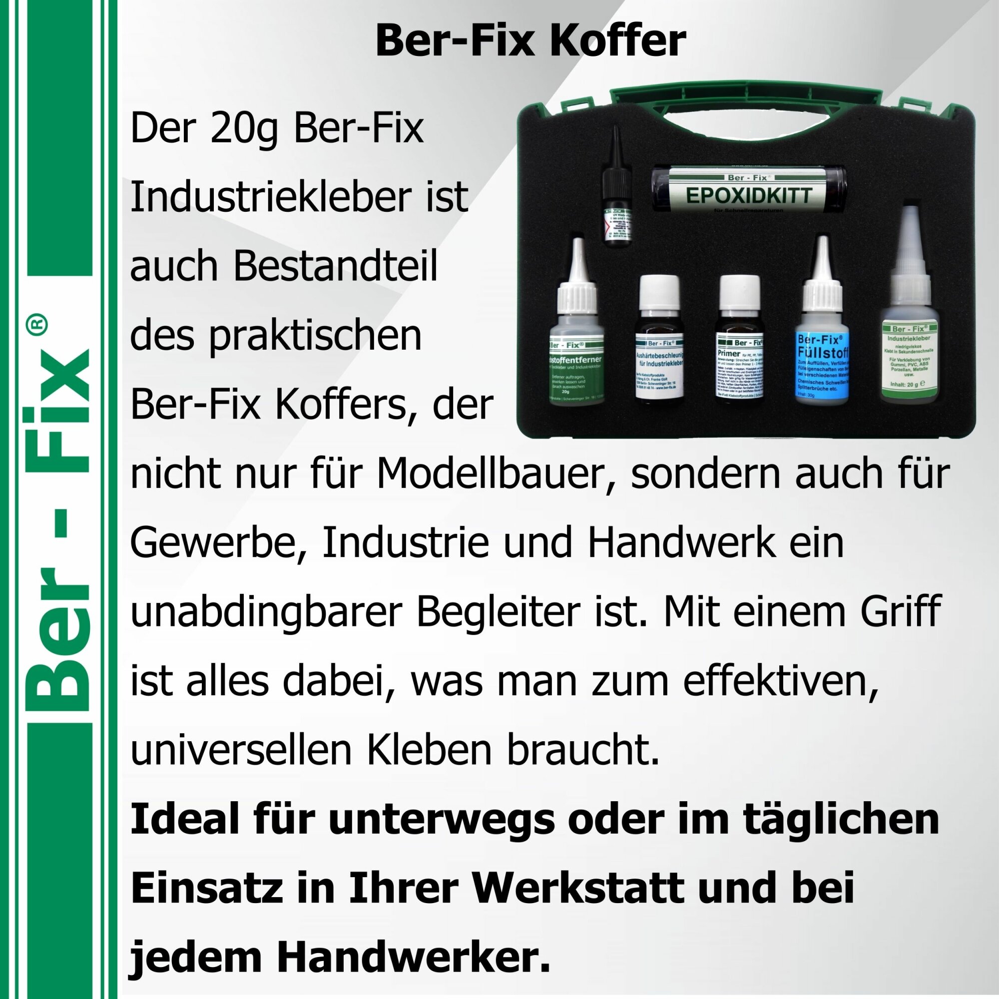 Ber-Fix® Industriekleber niedrigviskos – dünnflüssiger Sekundenkleber – 12 × 50 g