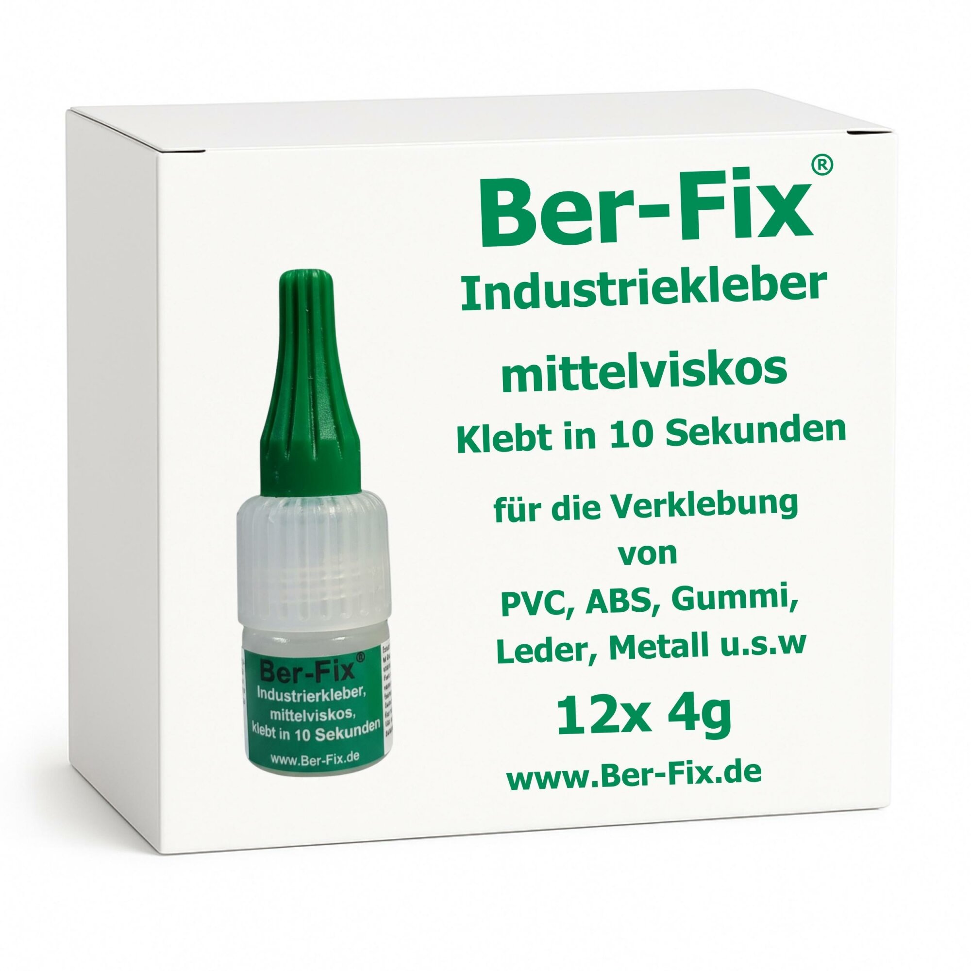 Ber-Fix® Industriekleber (mittelviskos) 12x 4g – Konsistenz vergleichbar mit Öl