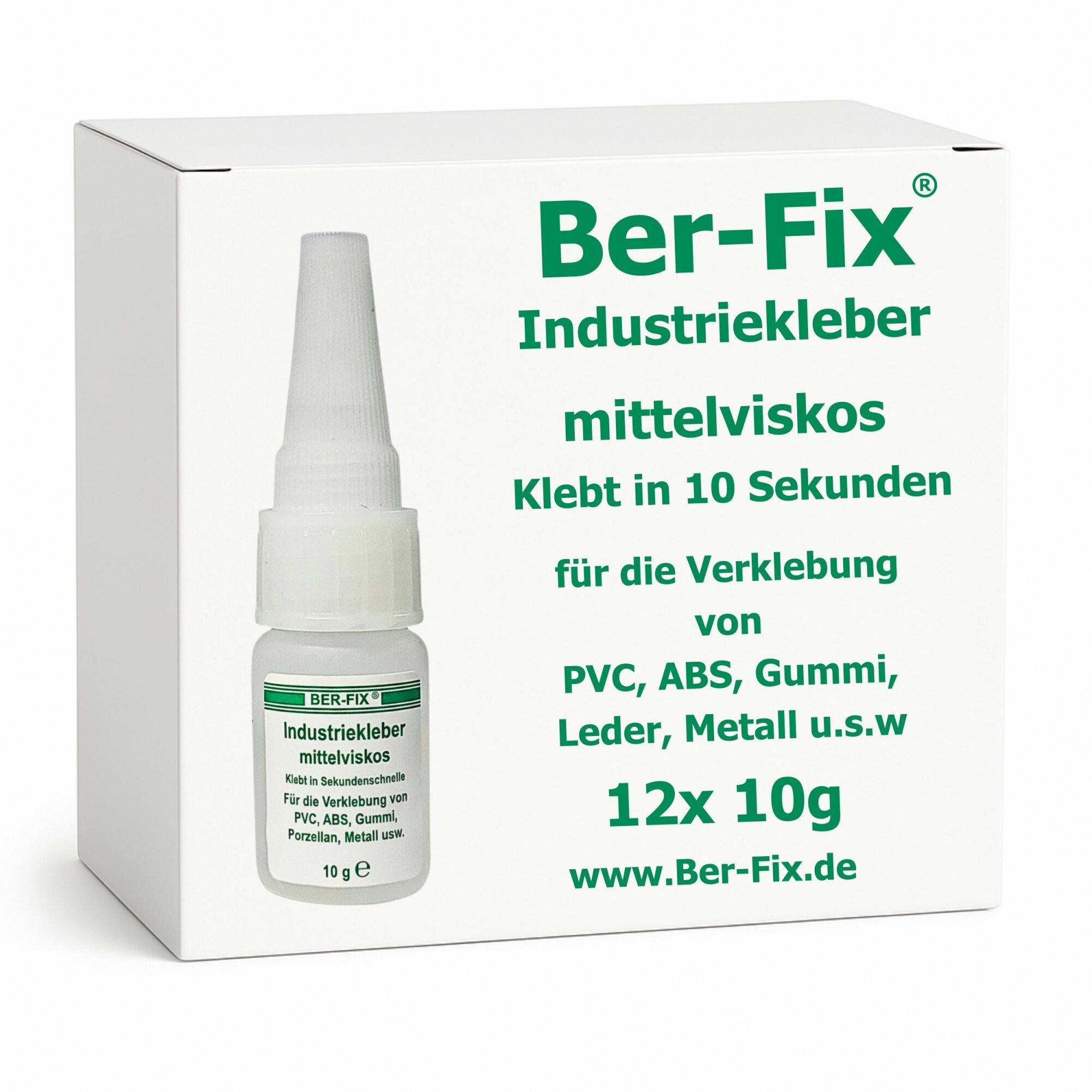 Ber-Fix® Industriekleber mittelviskos – Sekundenkleber – 12 × 10 g – 12er 10-g-Vorrat