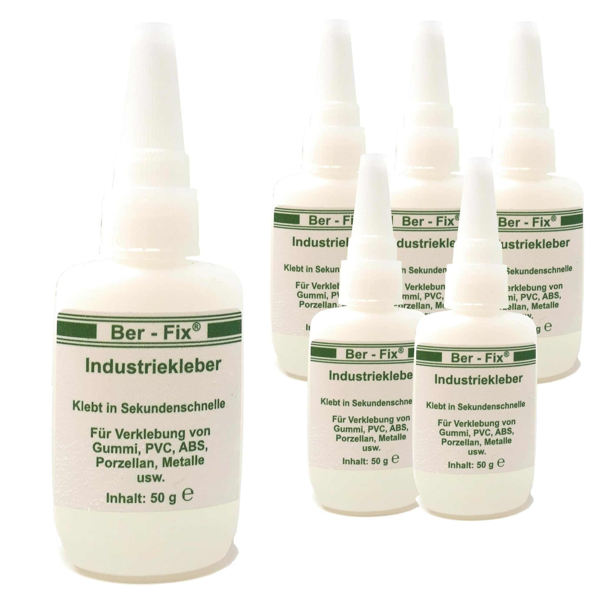 Ber-Fix® Industriekleber (mittelviskos) 6x 50g – Konsistenz vergleichbar mit Öl