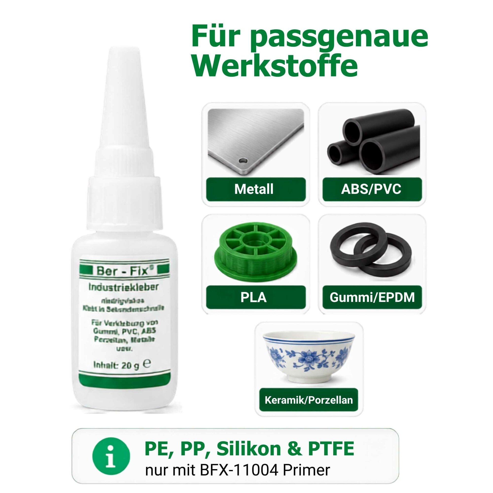Ber-Fix® 10 g Industriekleber niedrigviskos – Cyanacrylat-Sekundenkleber – dünn wie Wasser