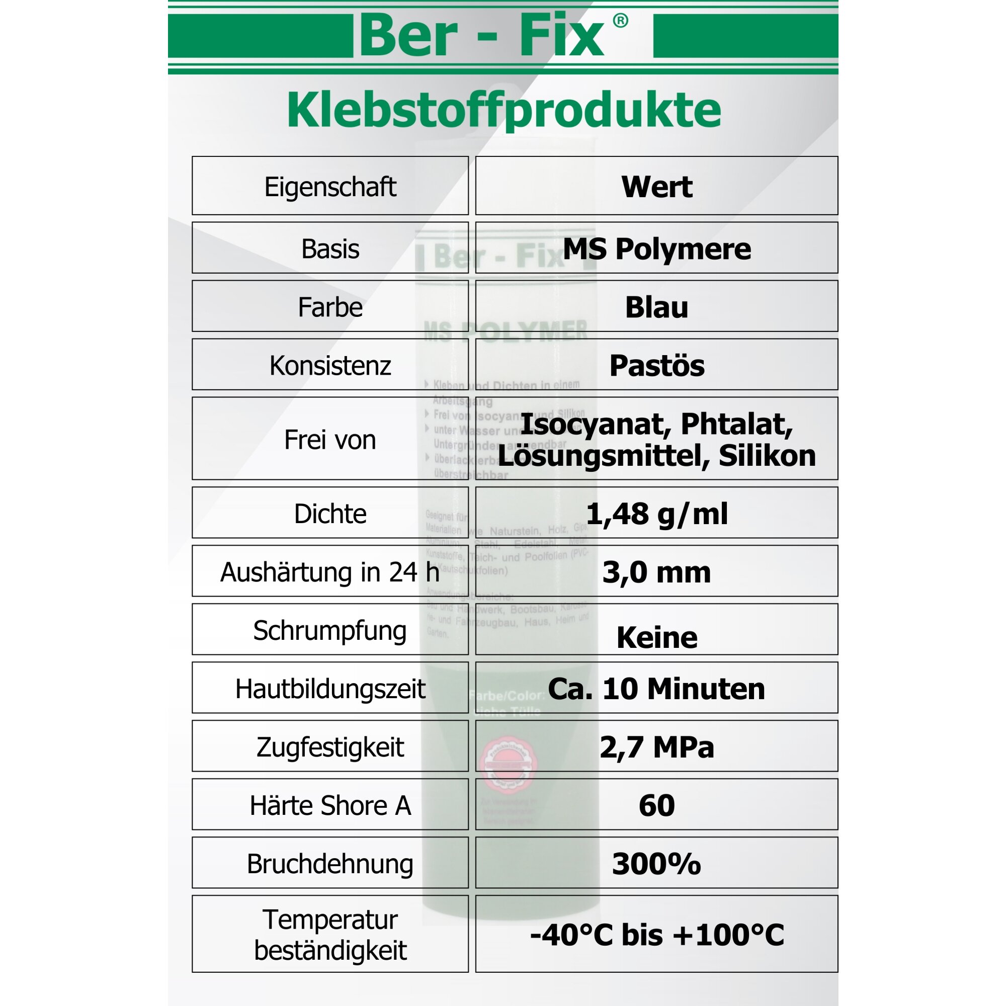 Ber-Fix® MS-Polymer blau - Poolkleber 10x