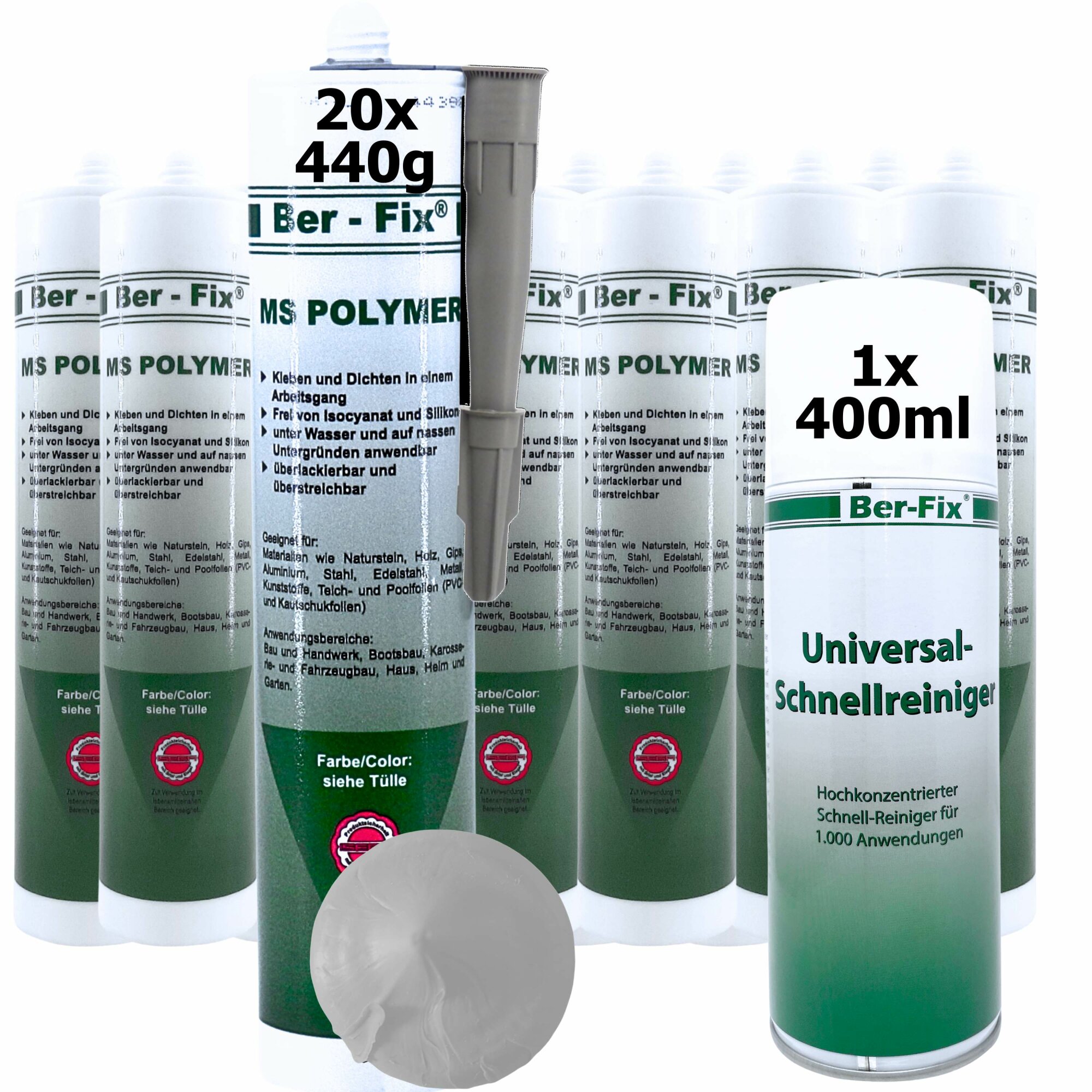 Ber-Fix® MS Polymer Schwarz – EPDM Kleber, Dachabdichtung & Karosserie Hybrid-Dichtstoff (20er Industriepack)