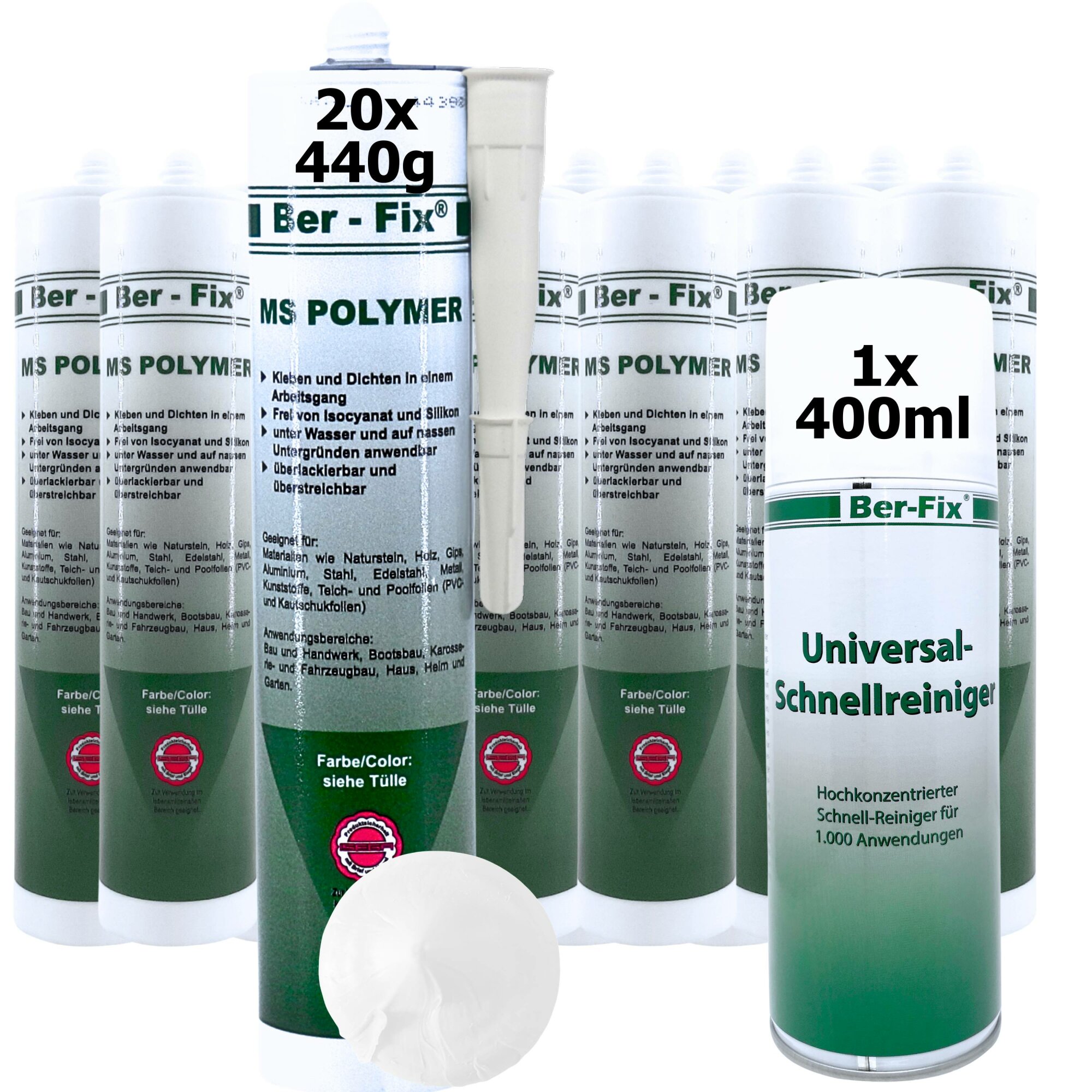 Ber-Fix® MS Polymer Schwarz – EPDM Kleber, Dachabdichtung & Karosserie Hybrid-Dichtstoff (20er Industriepack)