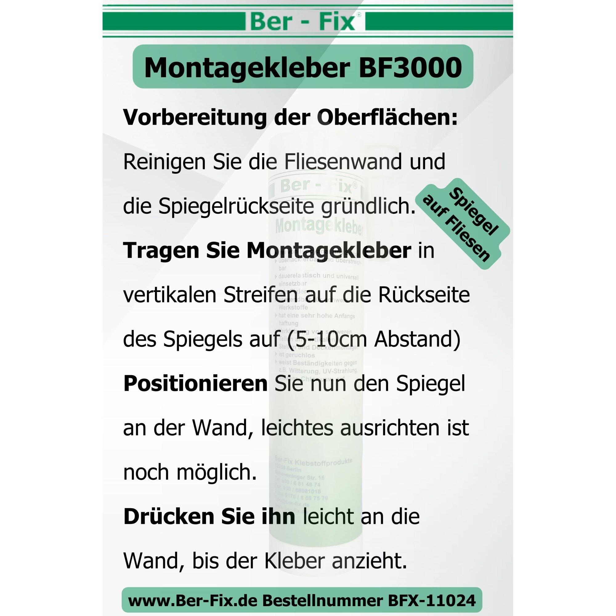 Ber-Fix® Montagekleber BF3000 – High-End Hybrid Konstruktionskleber mit extremem Sofort-Halt (10er Großpack)