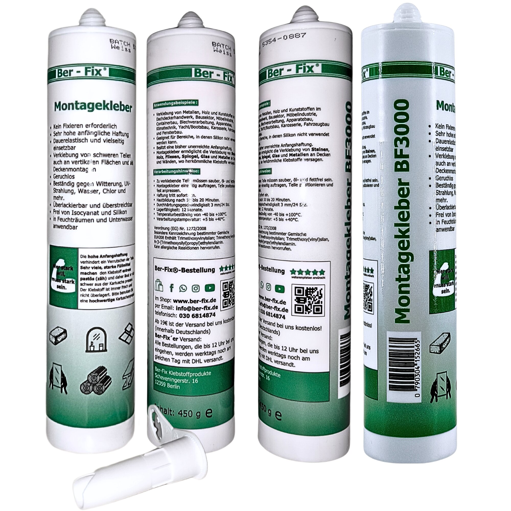 Ber-Fix® Montagekleber BF3000 – High-End Hybrid Konstruktionskleber mit extremem Sofort-Halt (5er Vorteilspack)