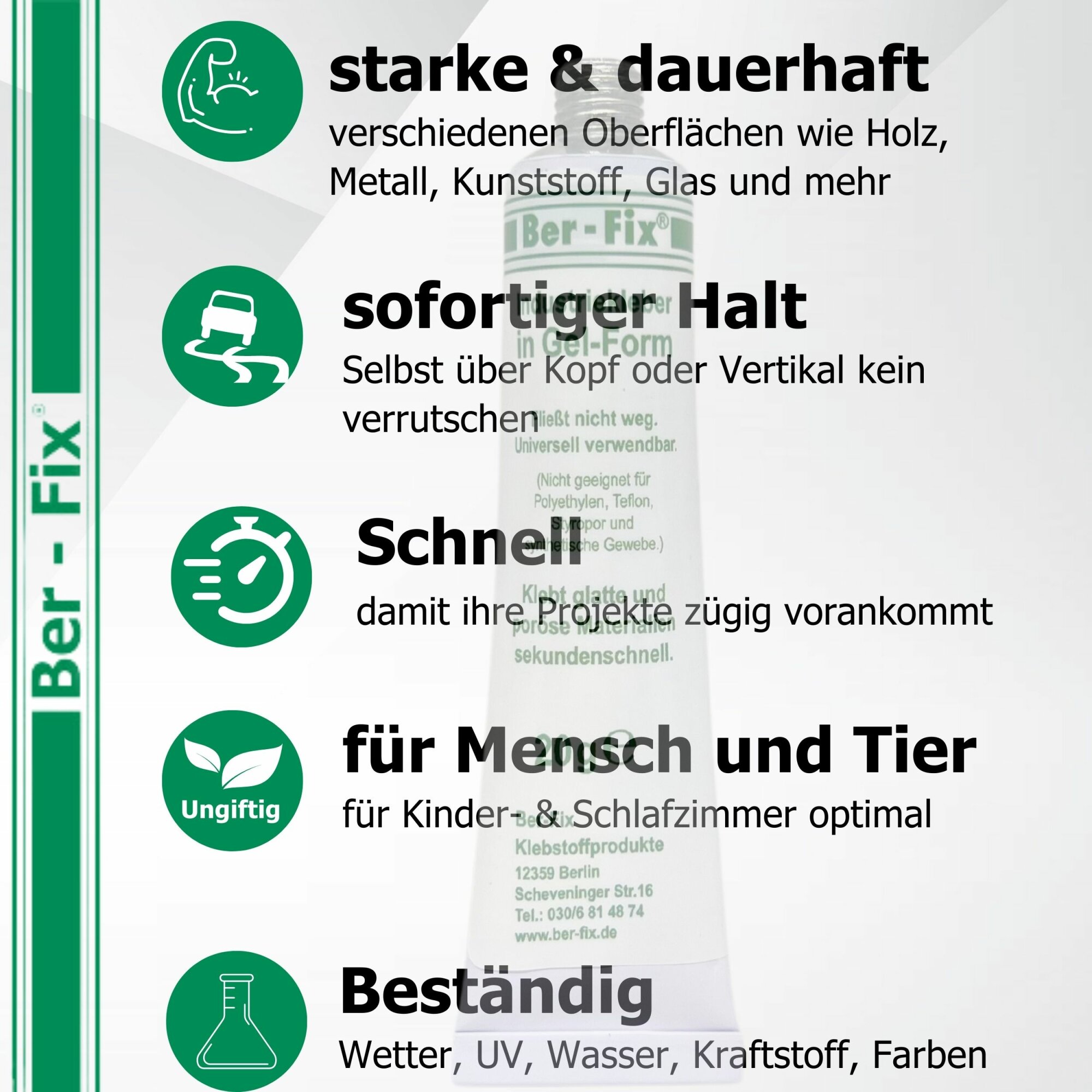 Ber-Fix® Industriekleber Gel 6 × 20 g