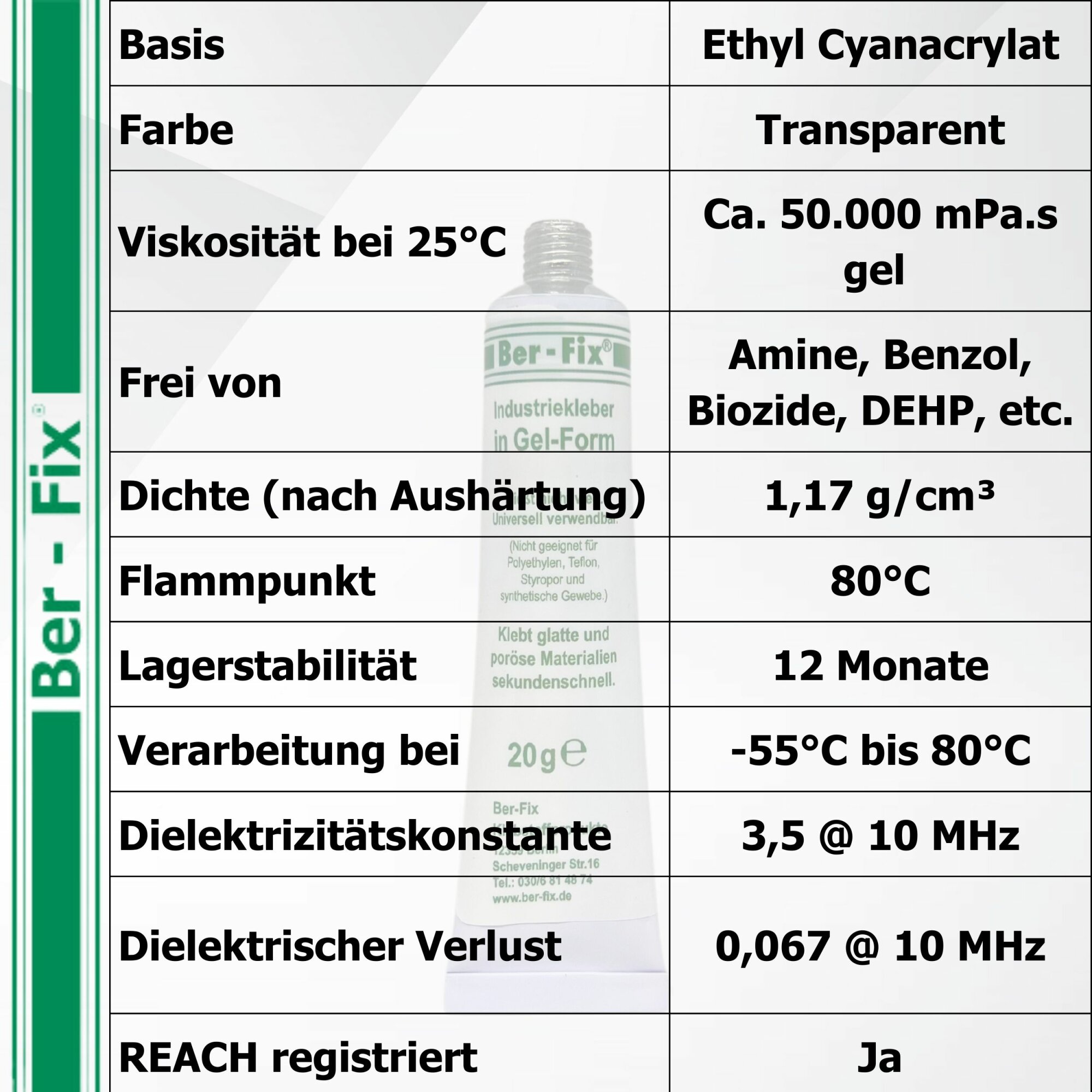 Ber-Fix® Industriekleber Gel 6 × 20 g