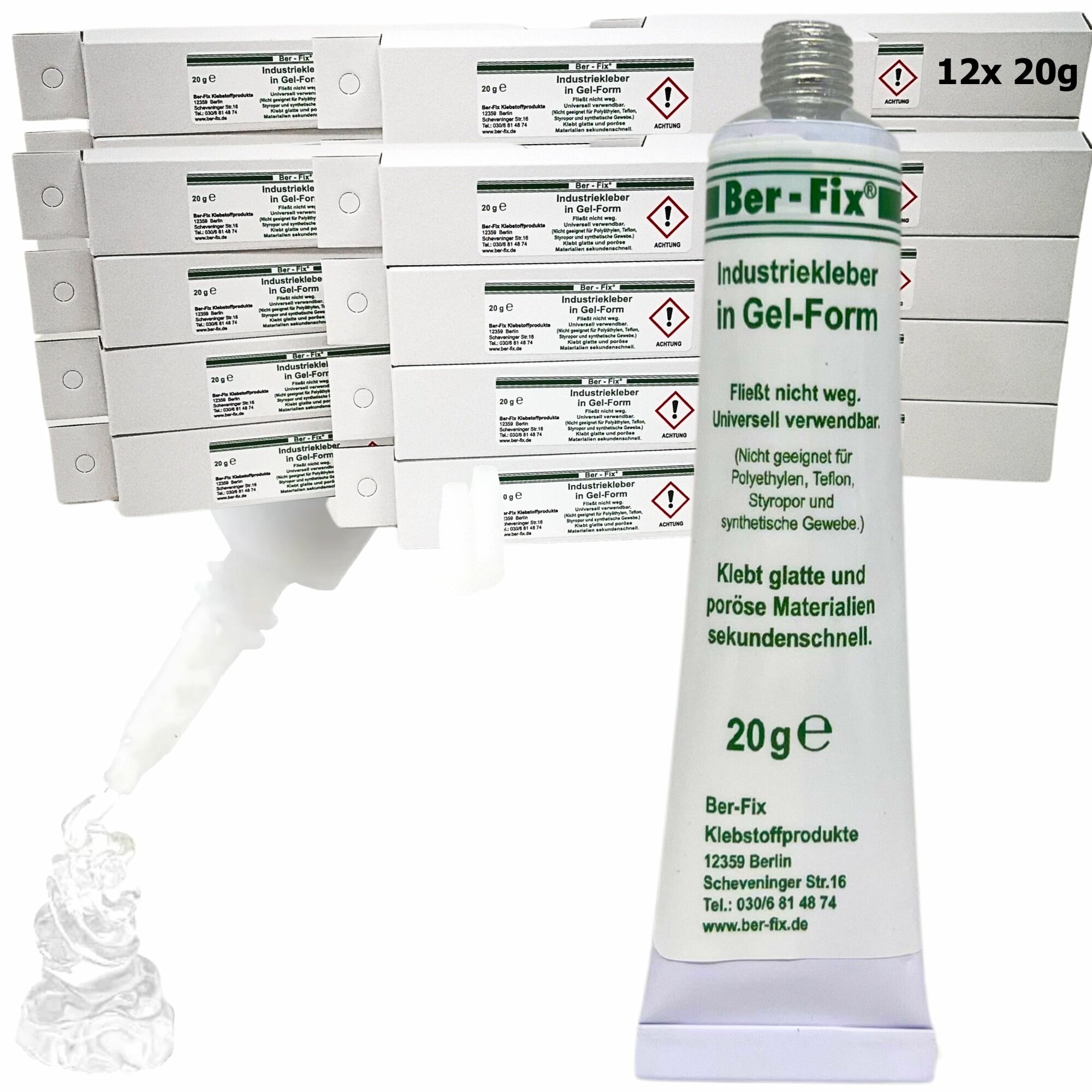 Ber-Fix® Industriekleber Gel 12x 20g