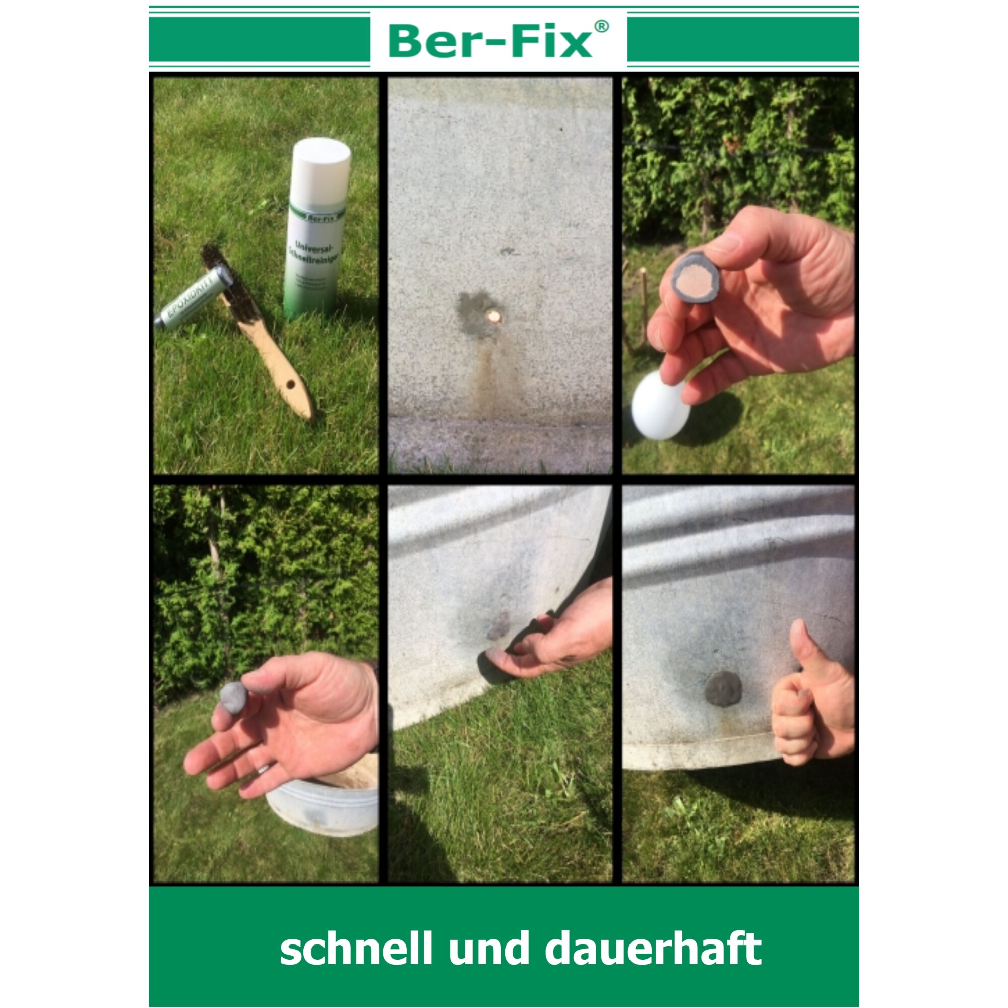 Ber-Fix® Knetmetall 6 × 56 g – 2K Epoxidkitt für Metallreparaturen, bis zu 300 °C