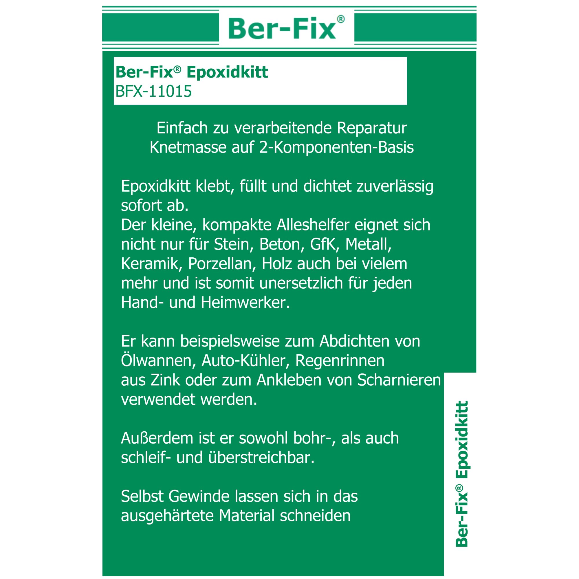 Ber-Fix® Knetmetall 6 × 56 g – 2K Epoxidkitt für Metallreparaturen, bis zu 300 °C