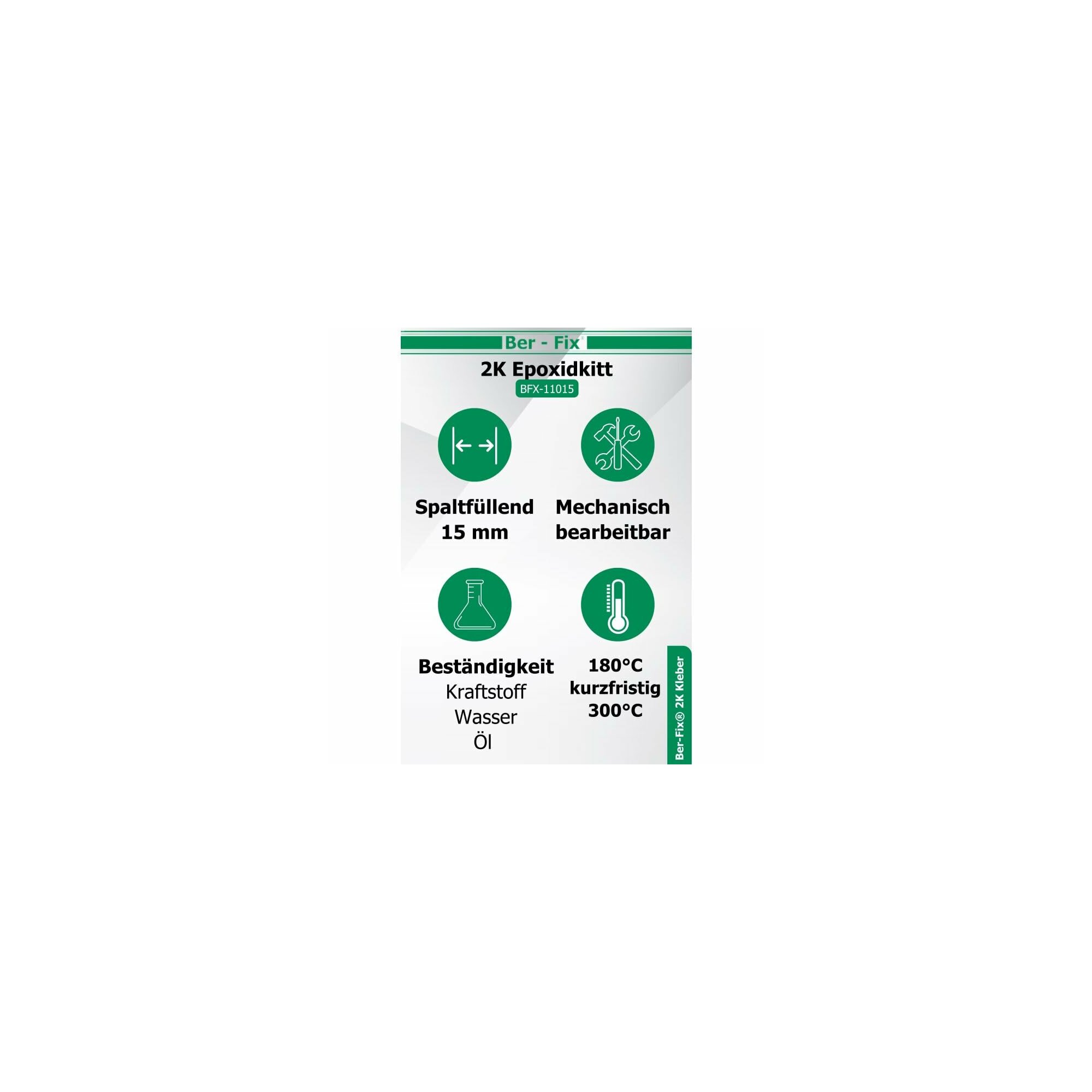 Ber-Fix® Knetmetall 2 × 56 g – 2K Epoxidkitt für Metallreparaturen, bis zu 300 °C