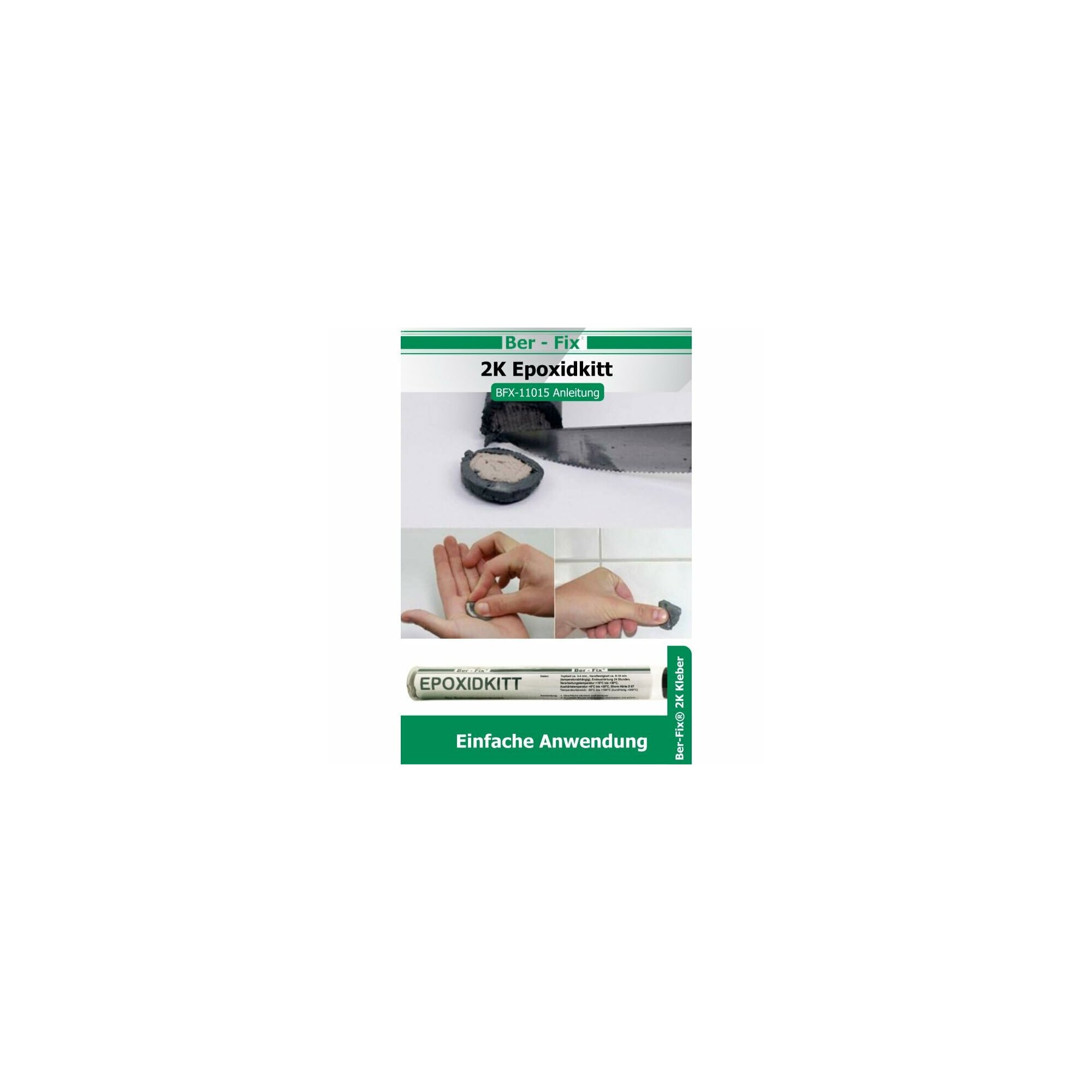 Ber-Fix® Knetmetall 2 × 56 g – 2K Epoxidkitt für Metallreparaturen, bis zu 300 °C