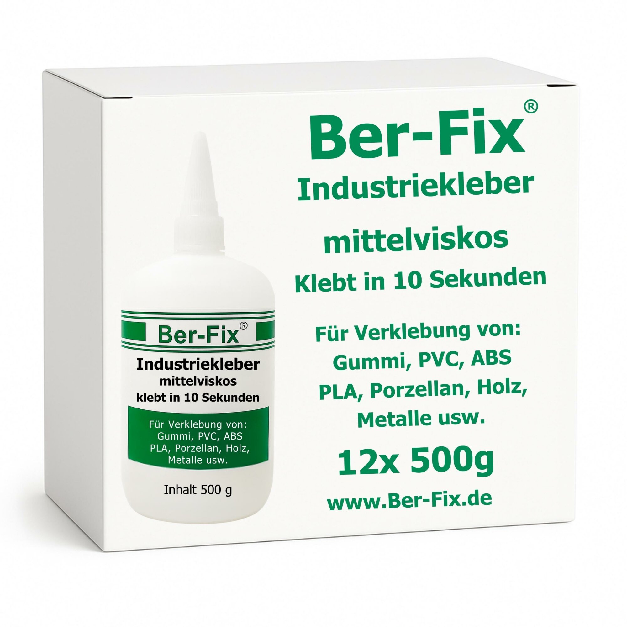 Ber-Fix© Industriekleber (mittelviskos) 500g 12x