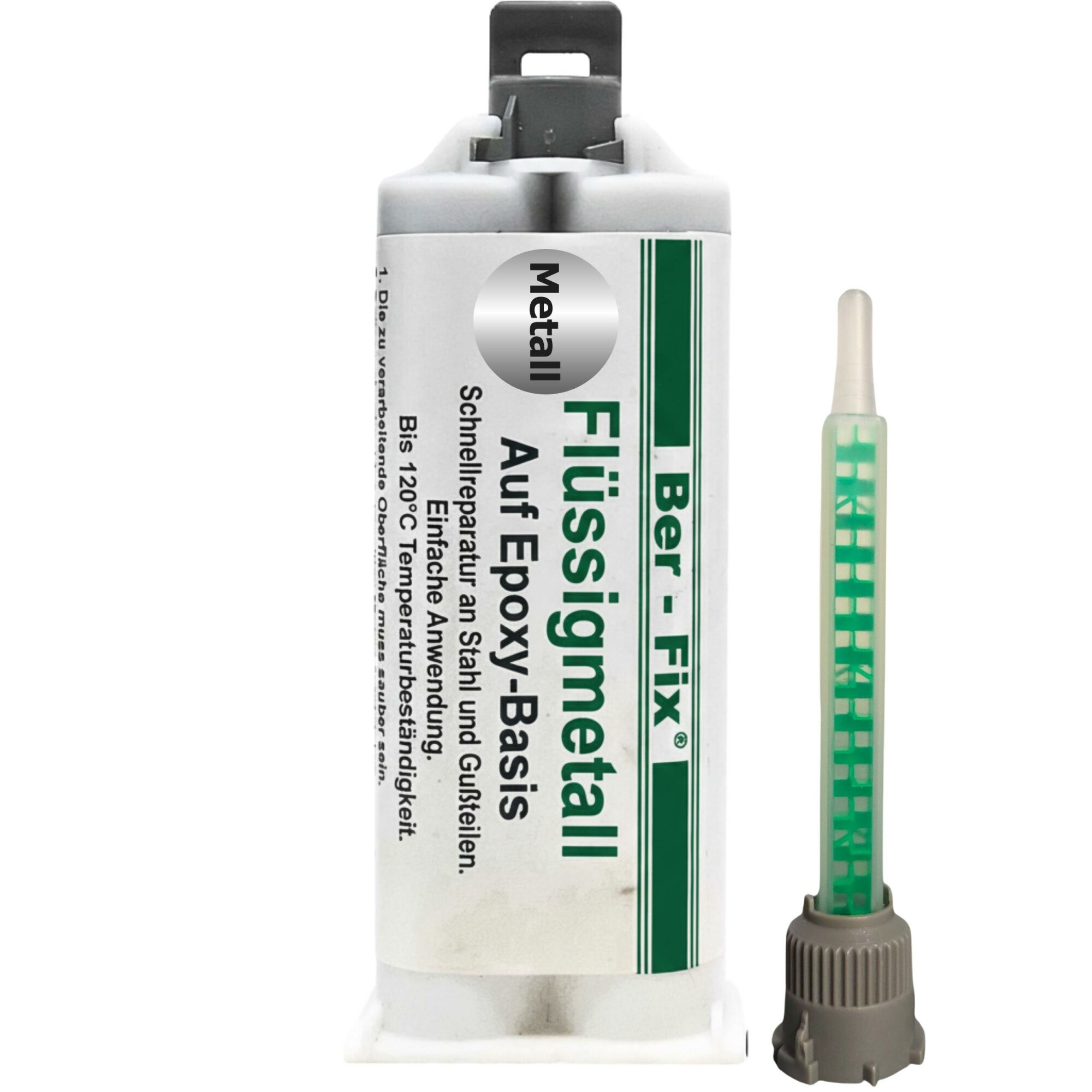 Ber-Fix 2K Flüssigmetall 5x 25g + 5 Spitzen, Hitzebeständig Bis 120°C