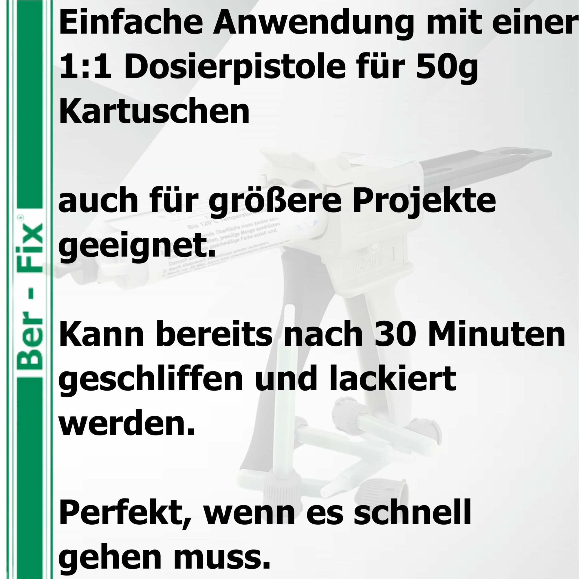 Ber-Fix® 2K-PUR Kleber 50g Schwarz - Hochviskoser Polyurethankleber (60 Sekunden) für Kunststoff - für Dosierpistole, Stark - präzise