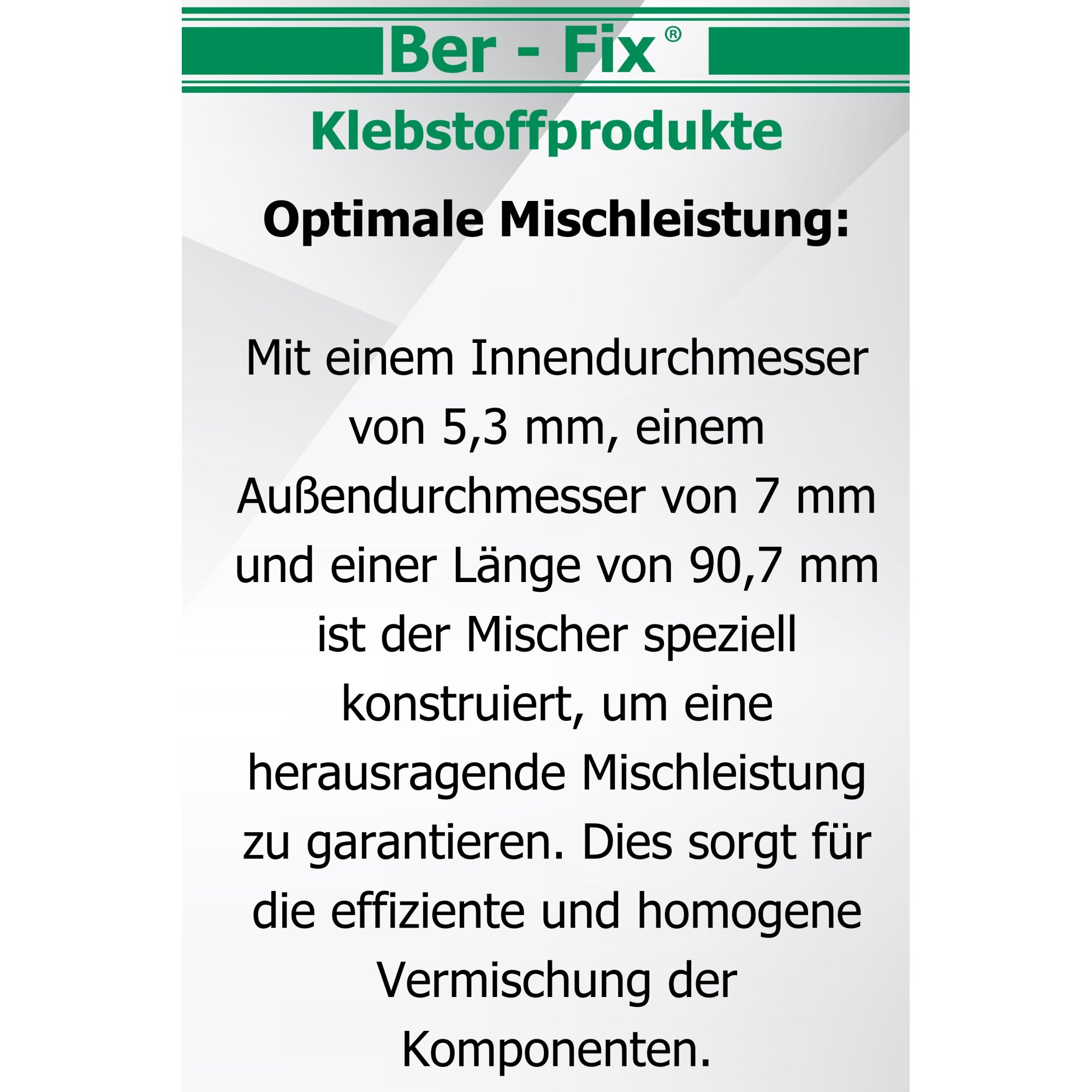 Ber-Fix 25 Mischdüsen 1:1 – Statikmischer für Zwei-Komponenten-Kleber