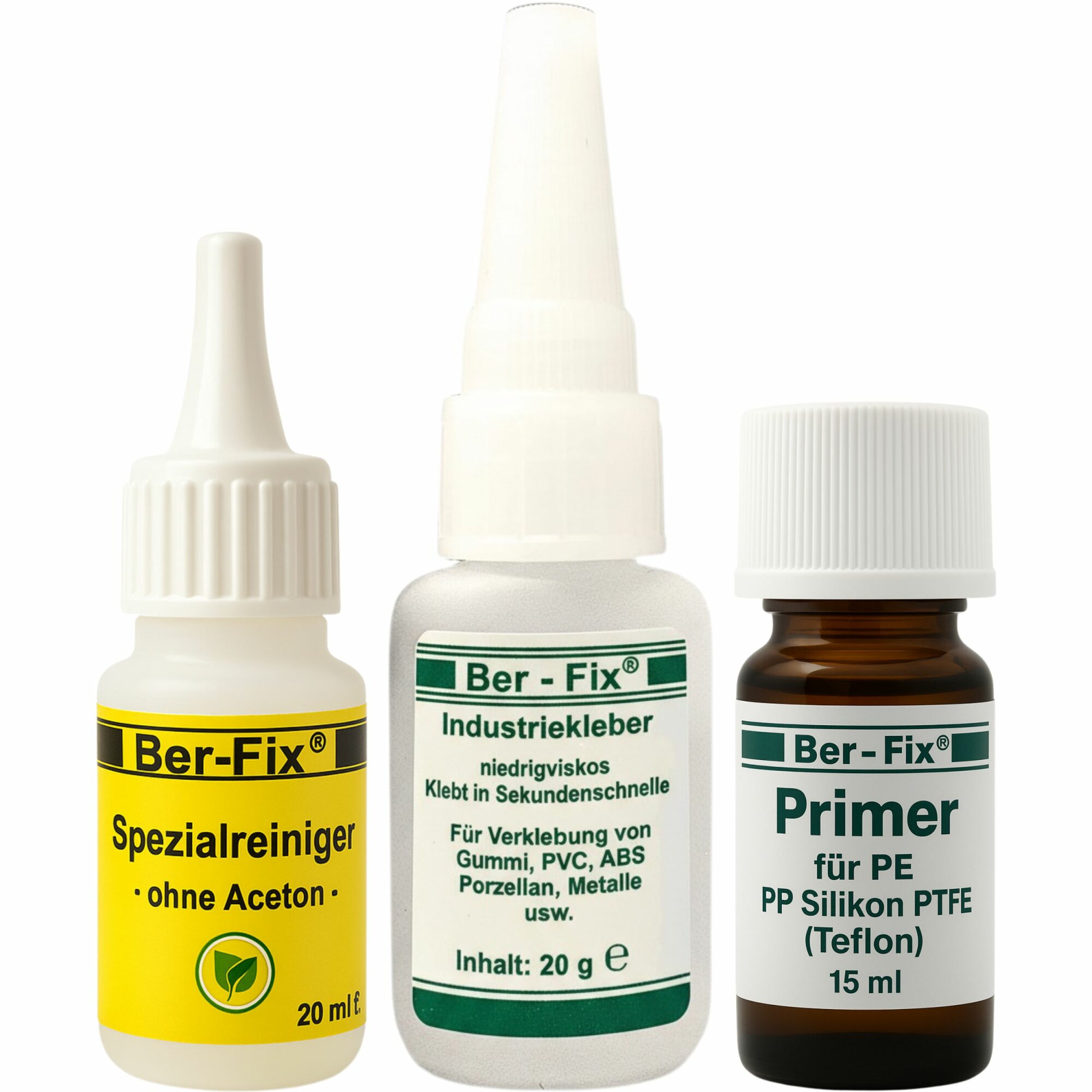 Ber-Fix® Kunststoffkleber-Set Standard – 20 g, Primer & Reiniger