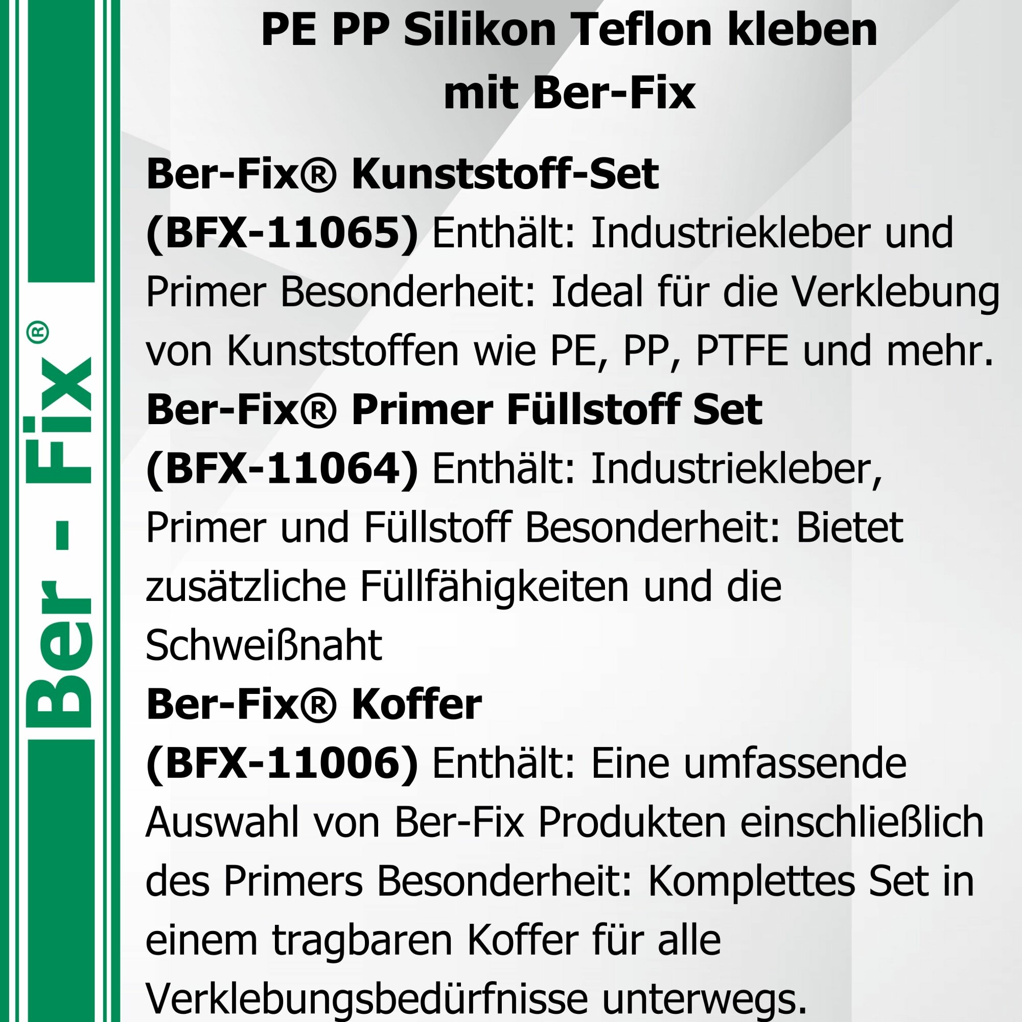 Ber-Fix® Kunststoffkleber-Set Standard – 20 g, Primer & Reiniger