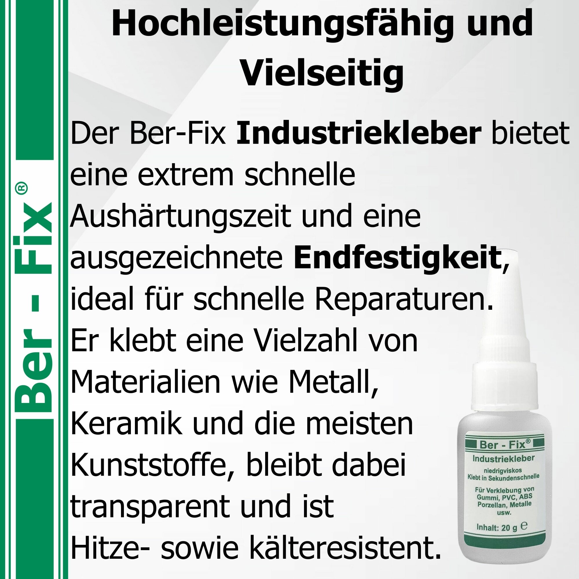 Ber-Fix® Kunststoffkleber-Set Standard – 20 g, Primer & Reiniger