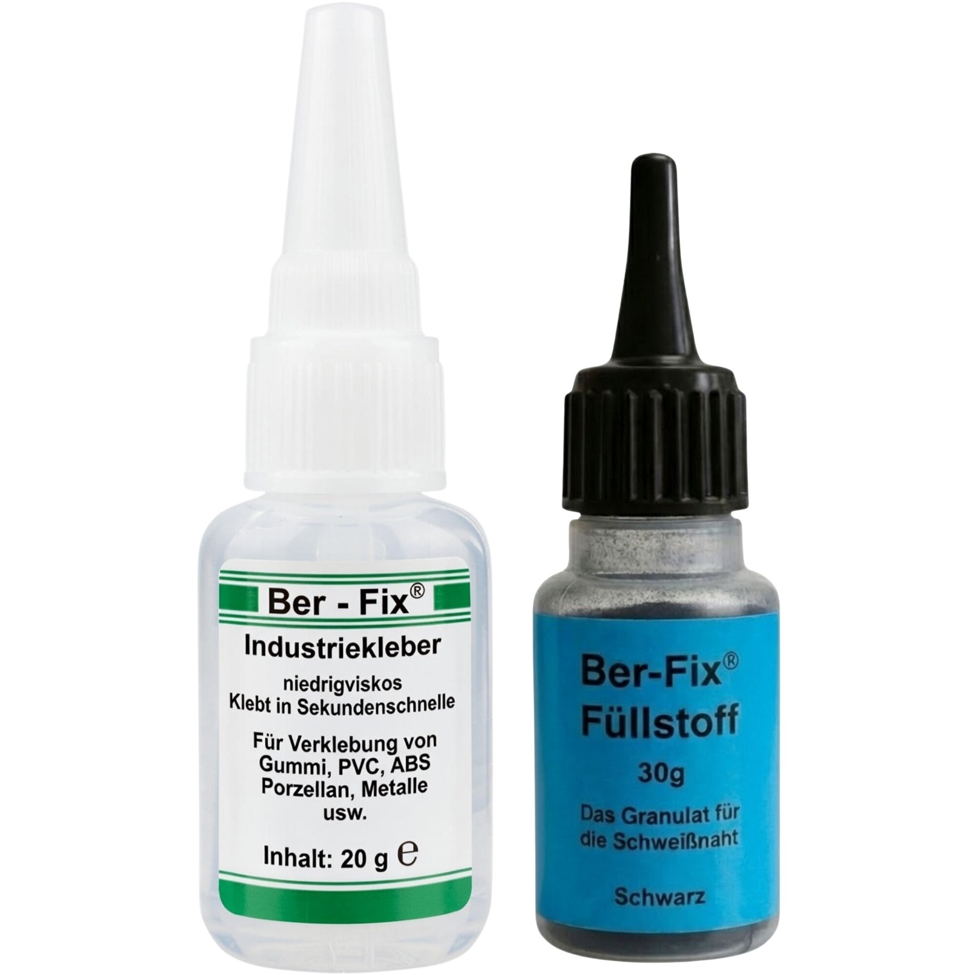 Ber-Fix® Füllstoff-Set Schwarz 5er Werkstattpack – 5×20 g Kleber + 150 g Schwarz + 100 ml Reiniger