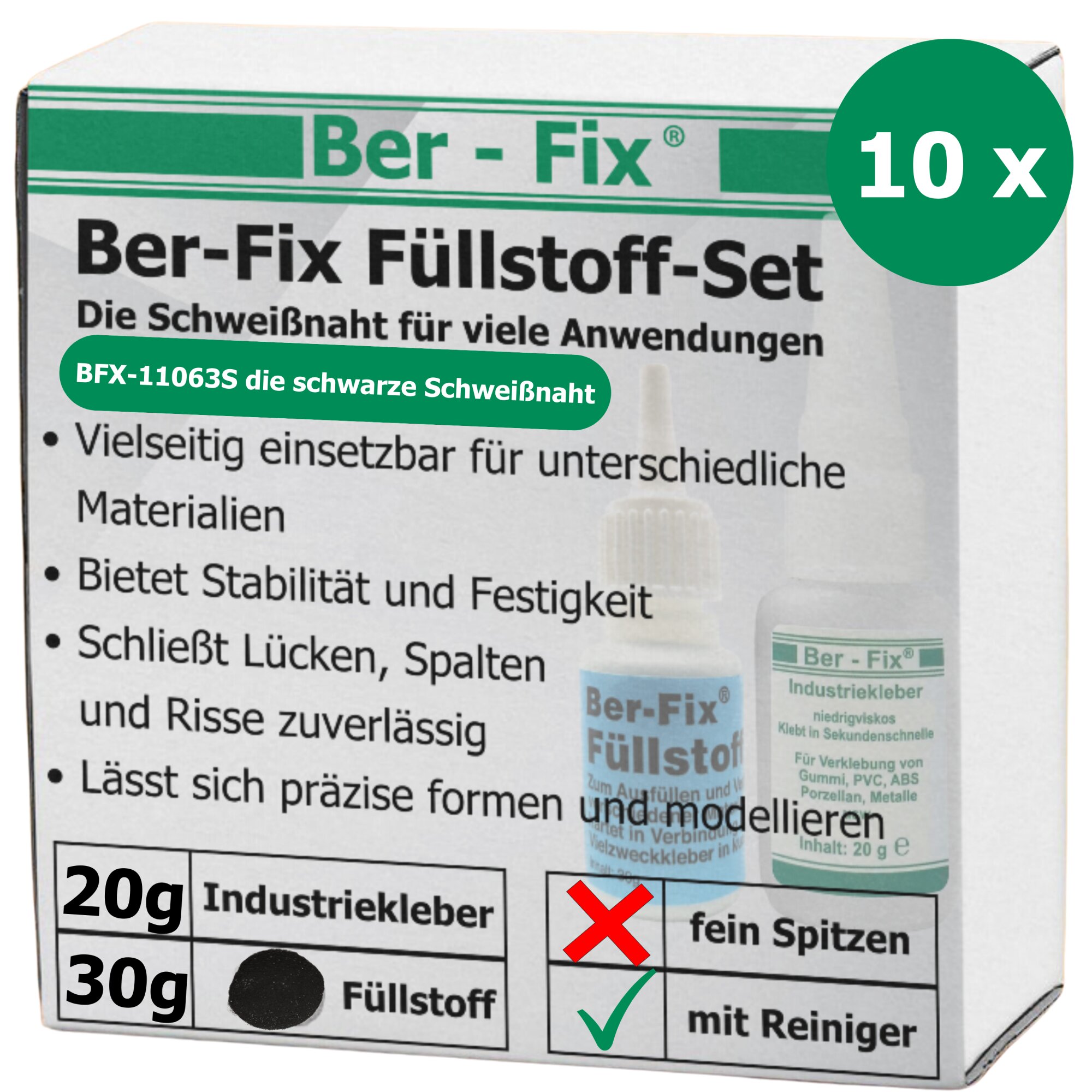 Ber-Fix® Füllstoff Set Standard schwarz 10x