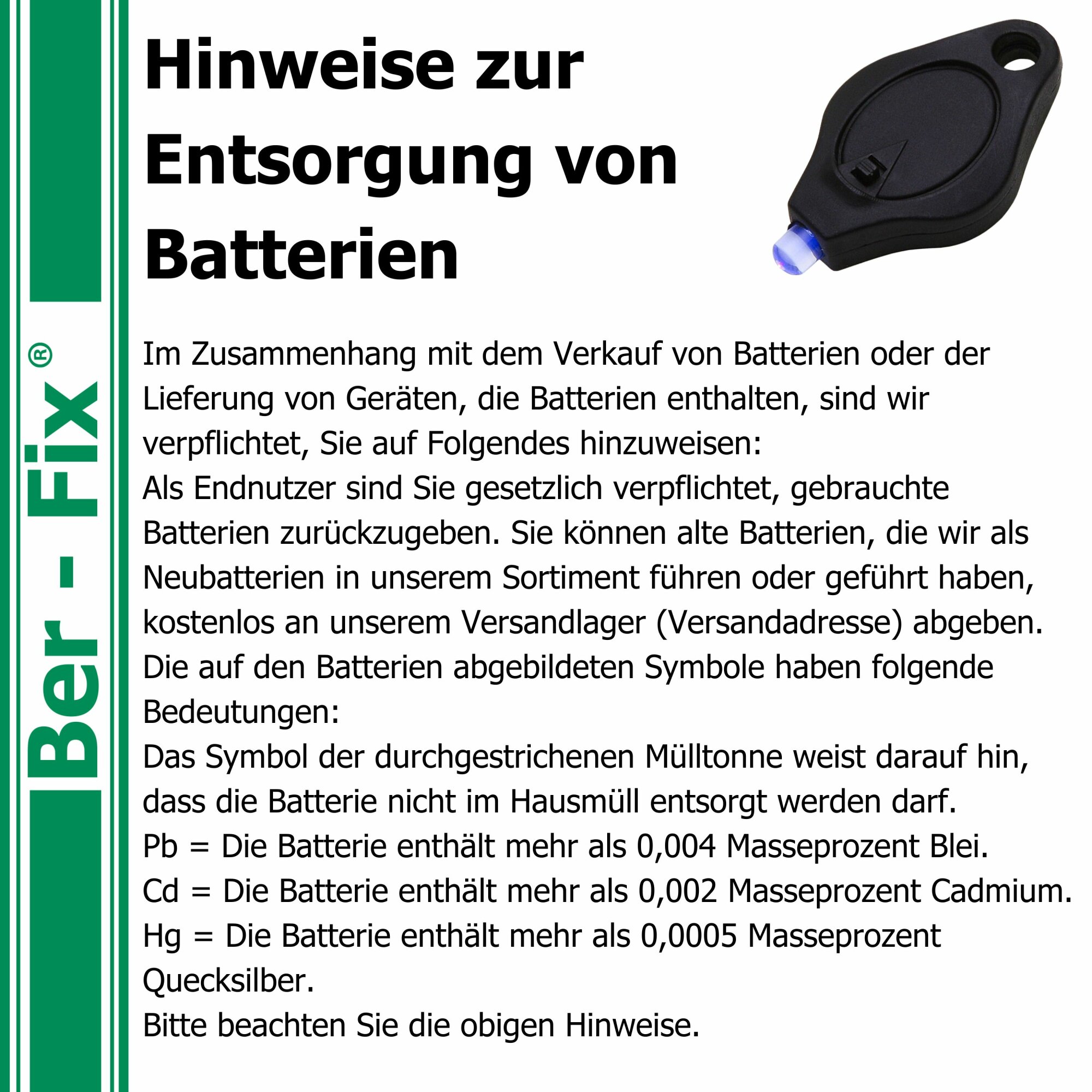 Ber-Fix® UV-Lampe 1 LED 5x