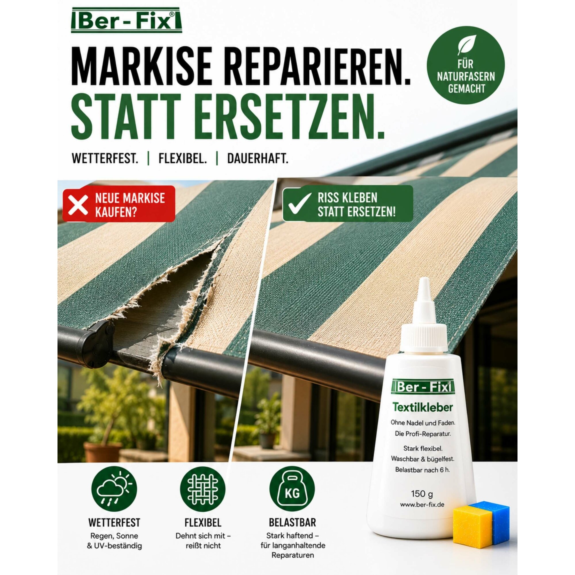 Ber-Fix® Textilkleber 150 g – für Familie, Hobby und mehrere Reparaturen